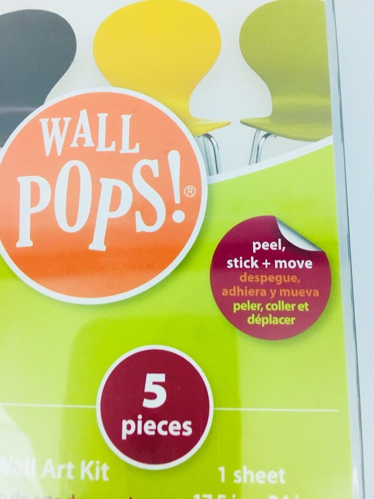 Mustache Wall Decals Peel & Stick Wall Art Kit By Wall Pops! 5-Piece Set 17"x24.