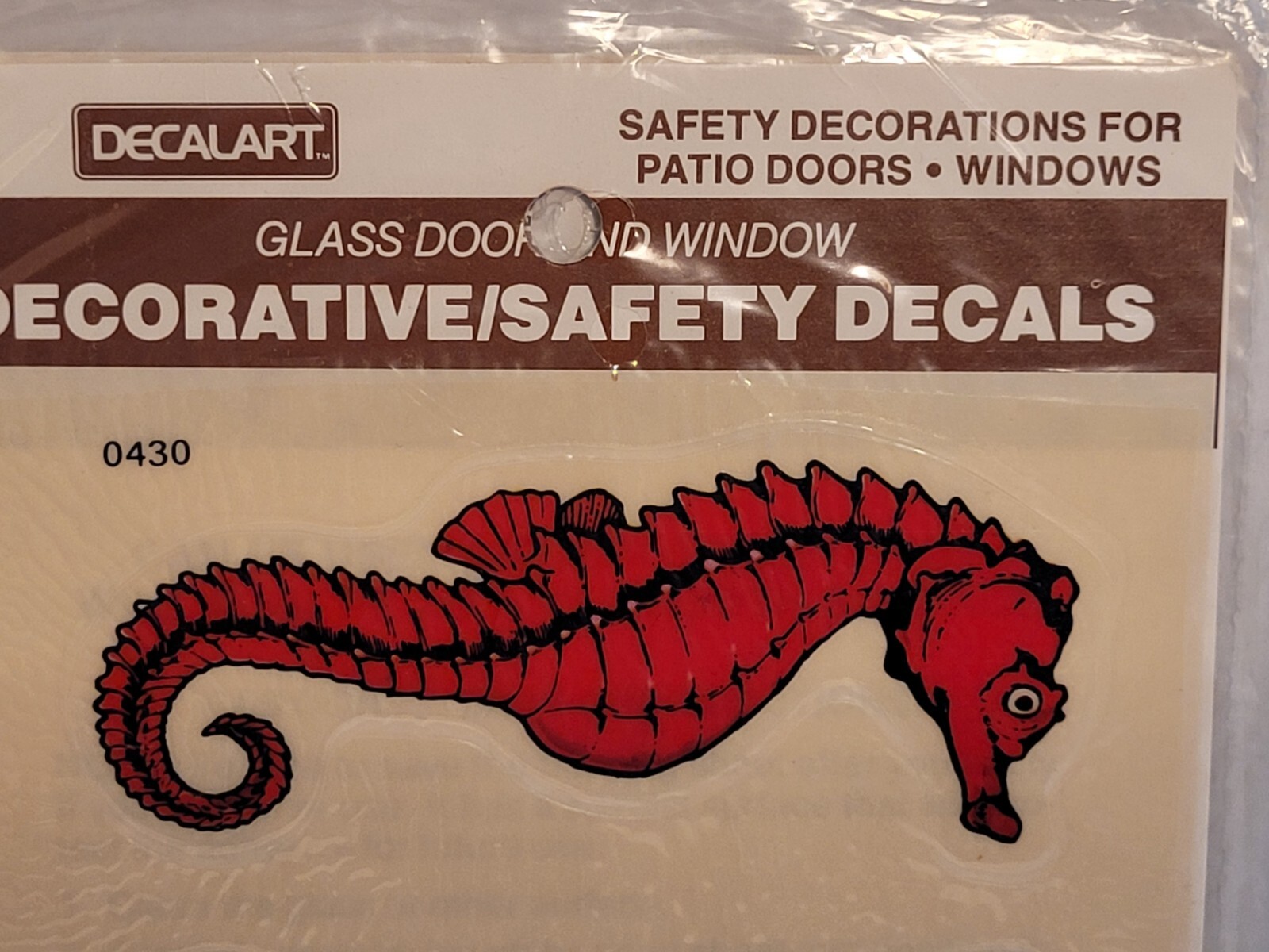 Vintage Meyercord Decalart Glass Door Window Decorative Safety Decals Seahorse