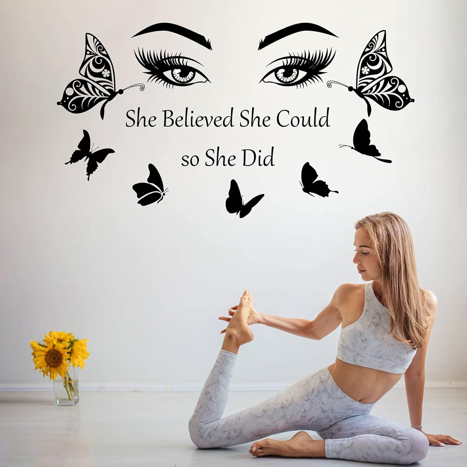 Inspirational Wall Decal Quotes Eyelash Eyes Wall Stickers Motivational Word Let