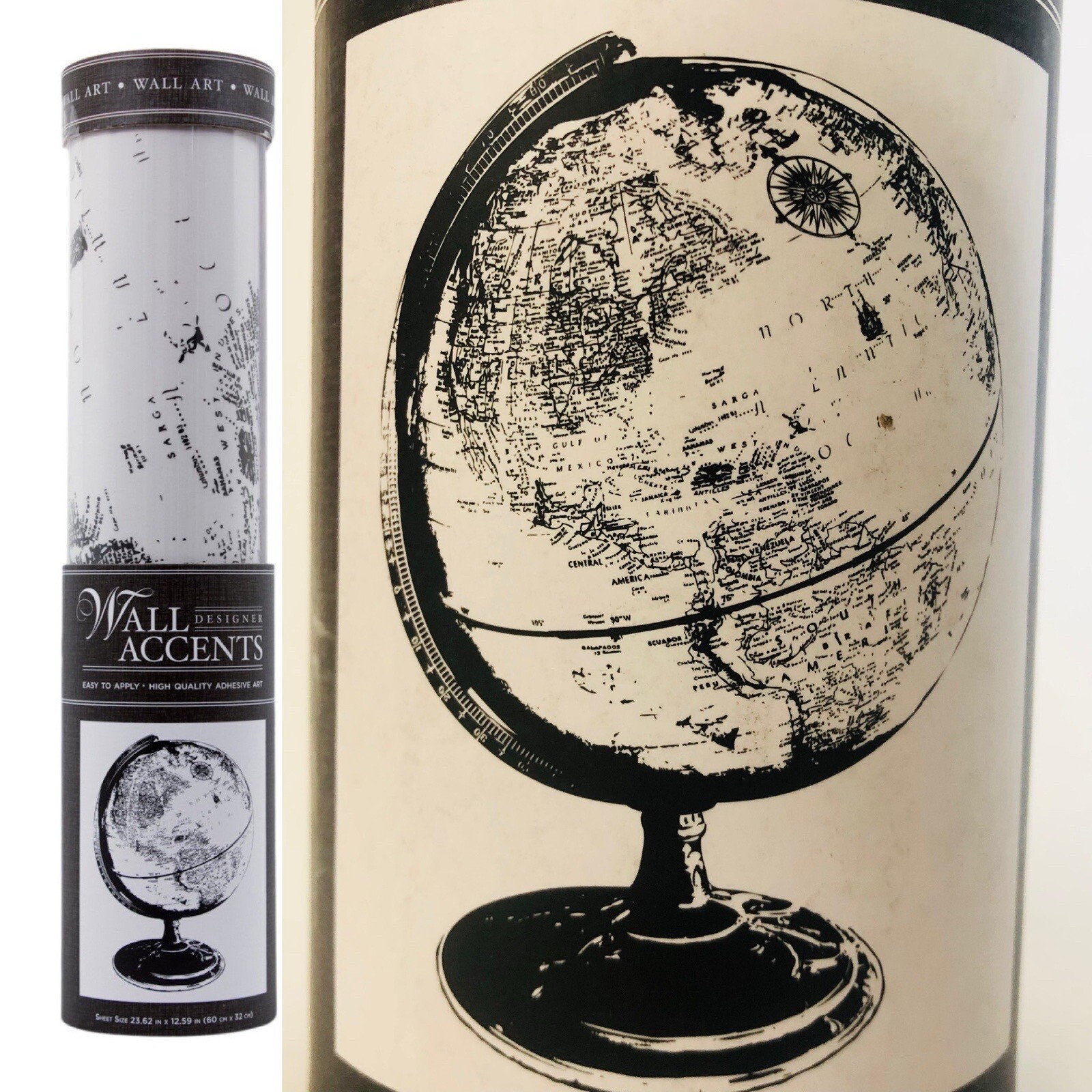 Die Cuts With A View Globe Silhouette Peel & Stick Wall Art, Black 24×12”