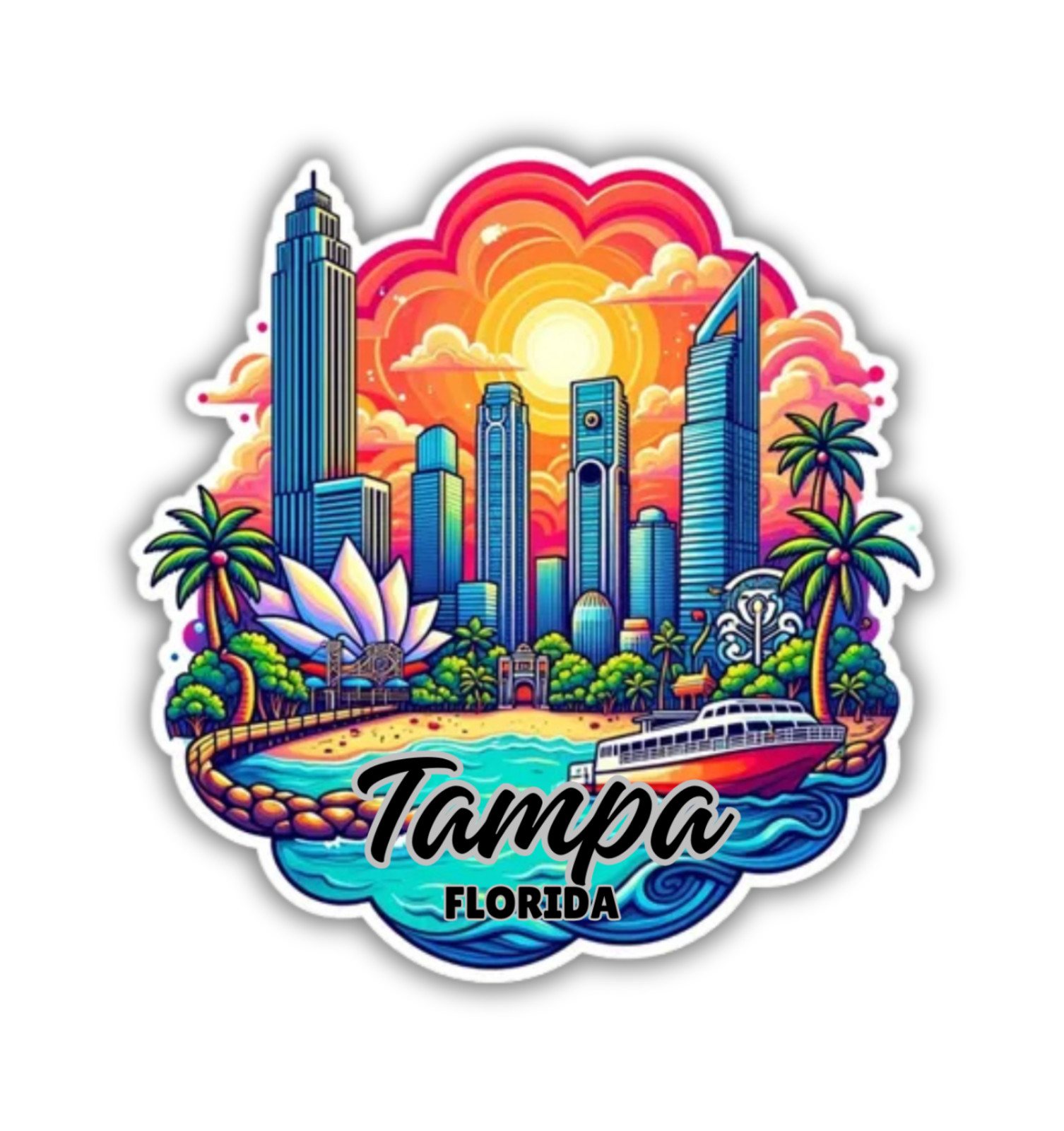 Tampa Florida Fridge Magnet or Laptop Sticker
