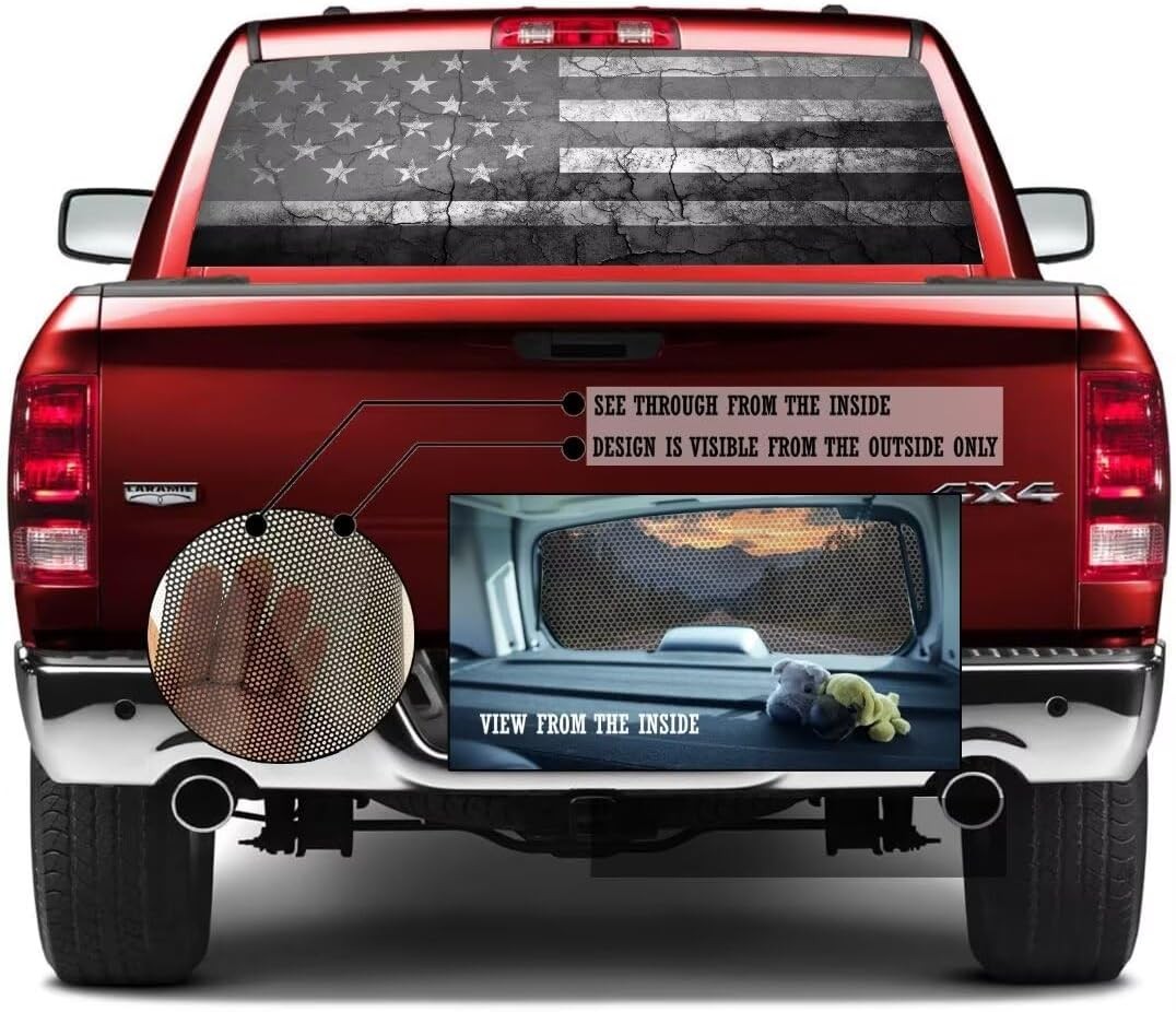 Patriotic American Flag Truck Back Window Graphics Decal,Patriotic Flag Perforat