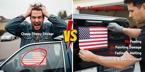 American Flag Vinyl Sticker – Waterproof & UV-Coated 16″×10″ Decal for Car,