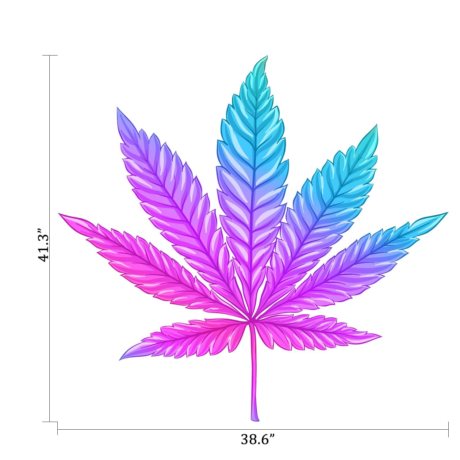 Psychedelic Leaf Wall Decals Peel and Stick – Gradient Herb Wall Stickers – T…