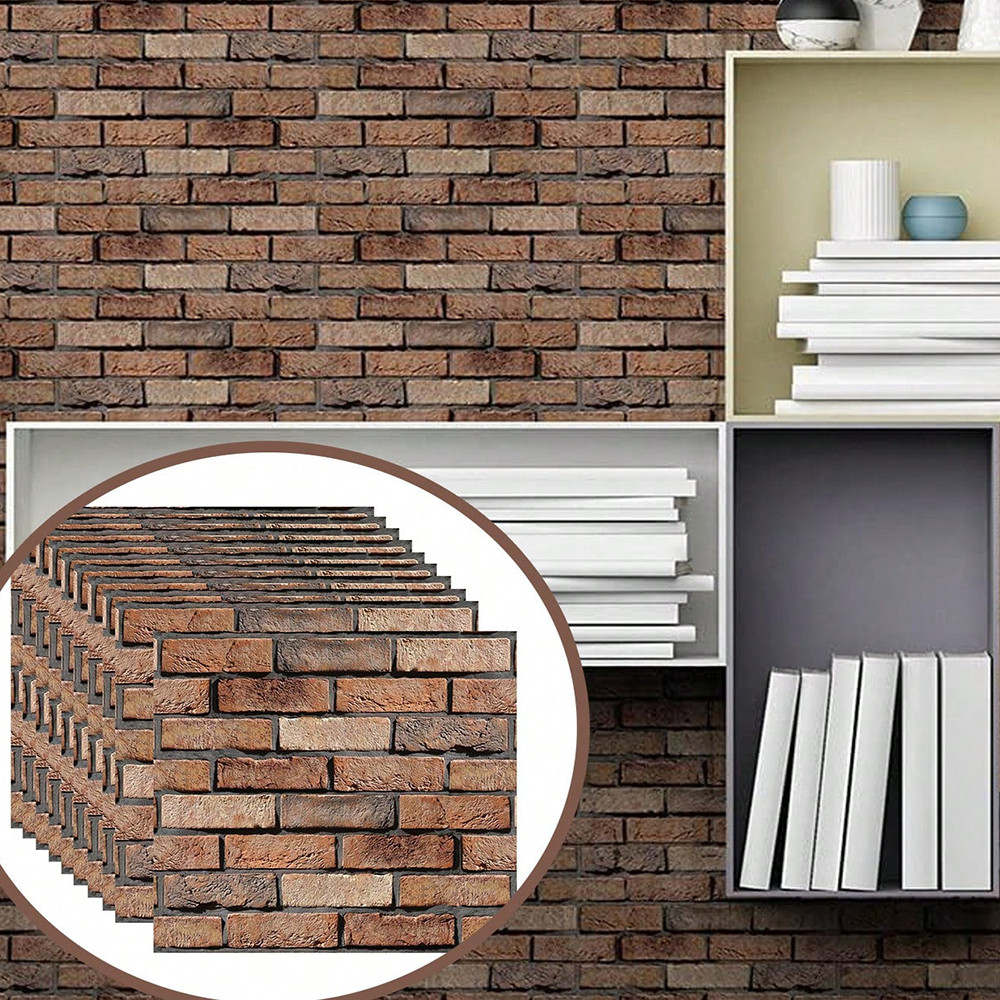 3D Wall Panels Peel and Stick – 10 Pack Brick Textured PVC Panels Self Adhesive