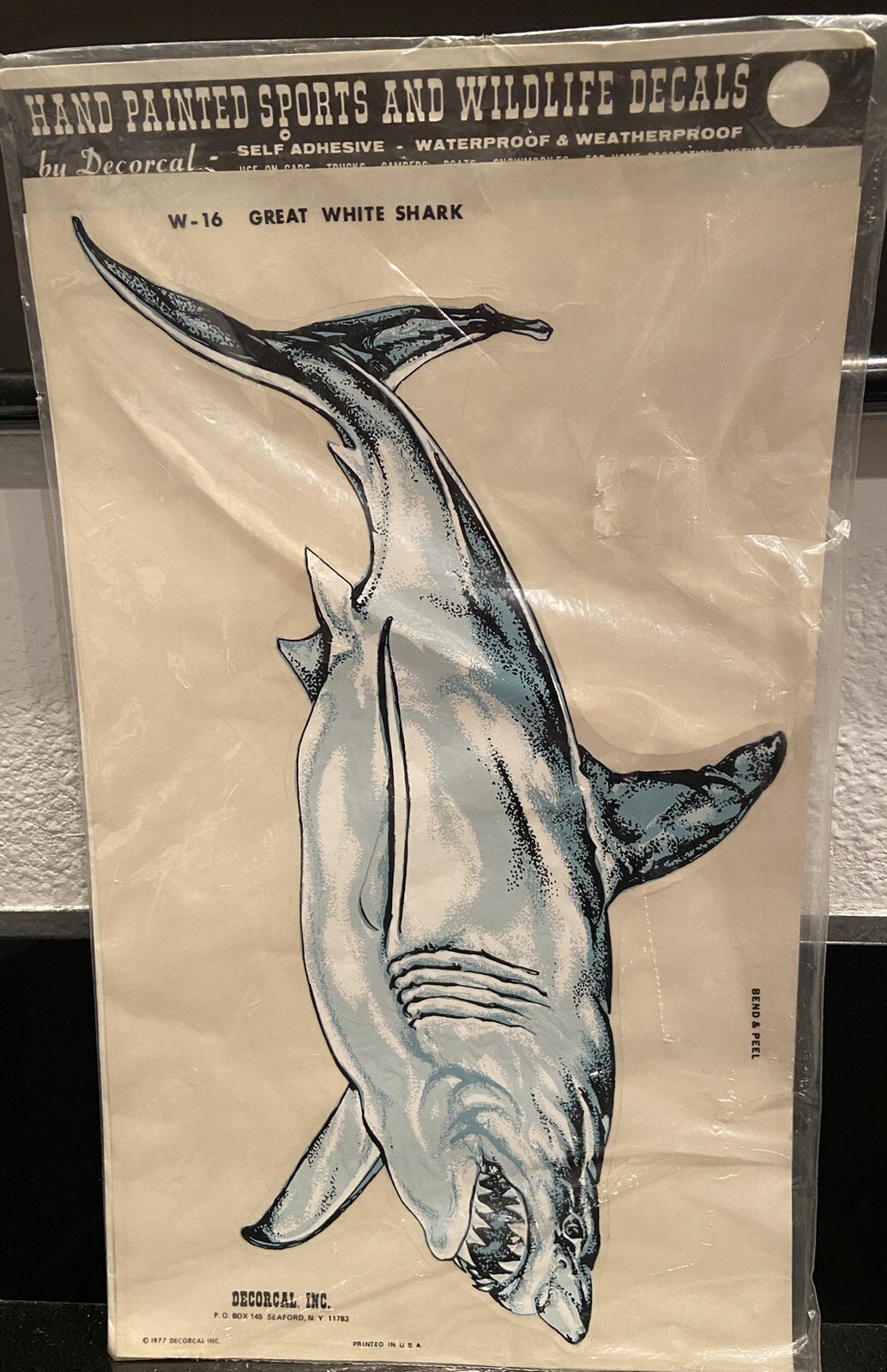 VTG Decoral Hand Painted Sports and Wildlife Decal Great White Shark 1977