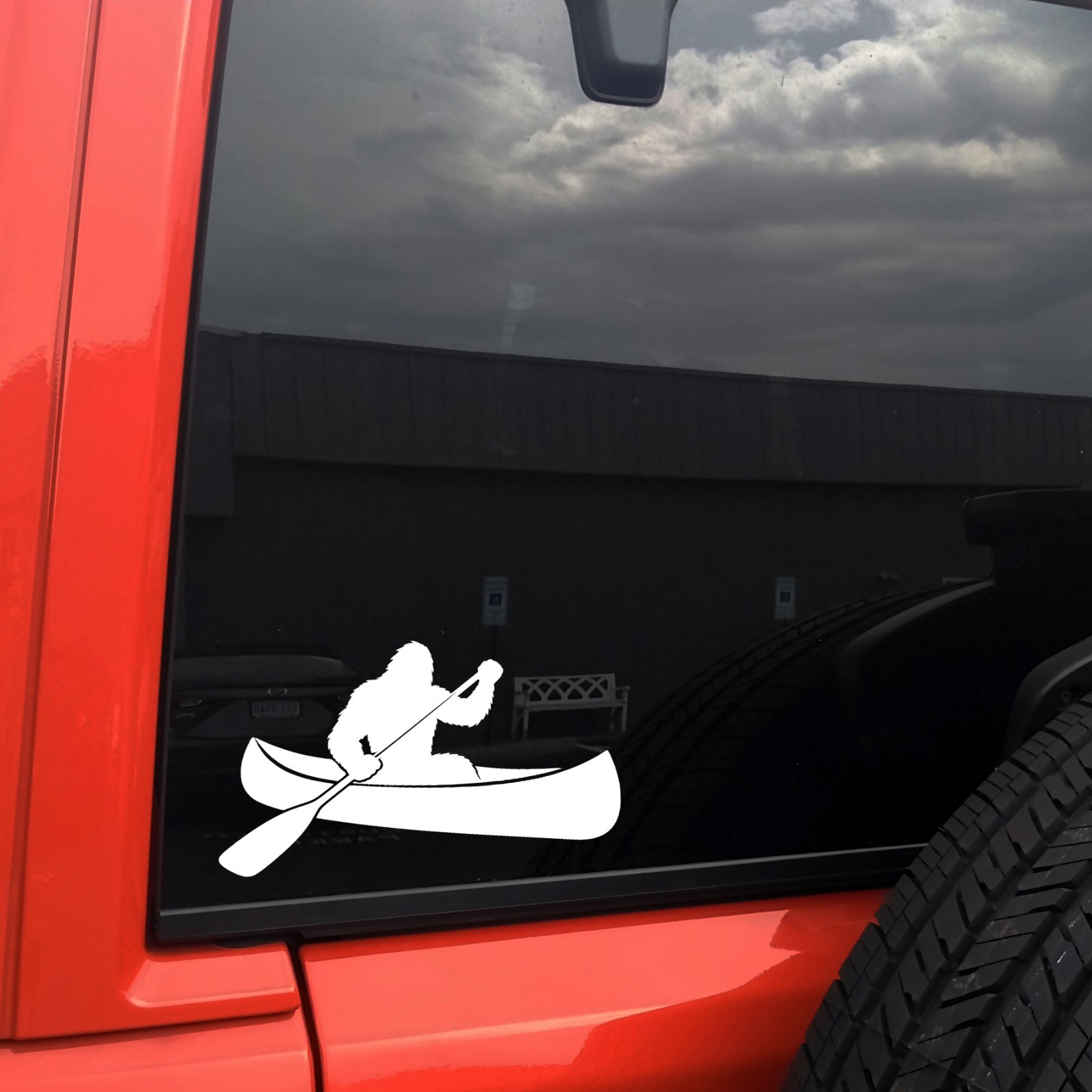 Bigfoot Sasquatch Canoe Vinyl Sticker Decal Paddling Silhouette Camping Outdoor