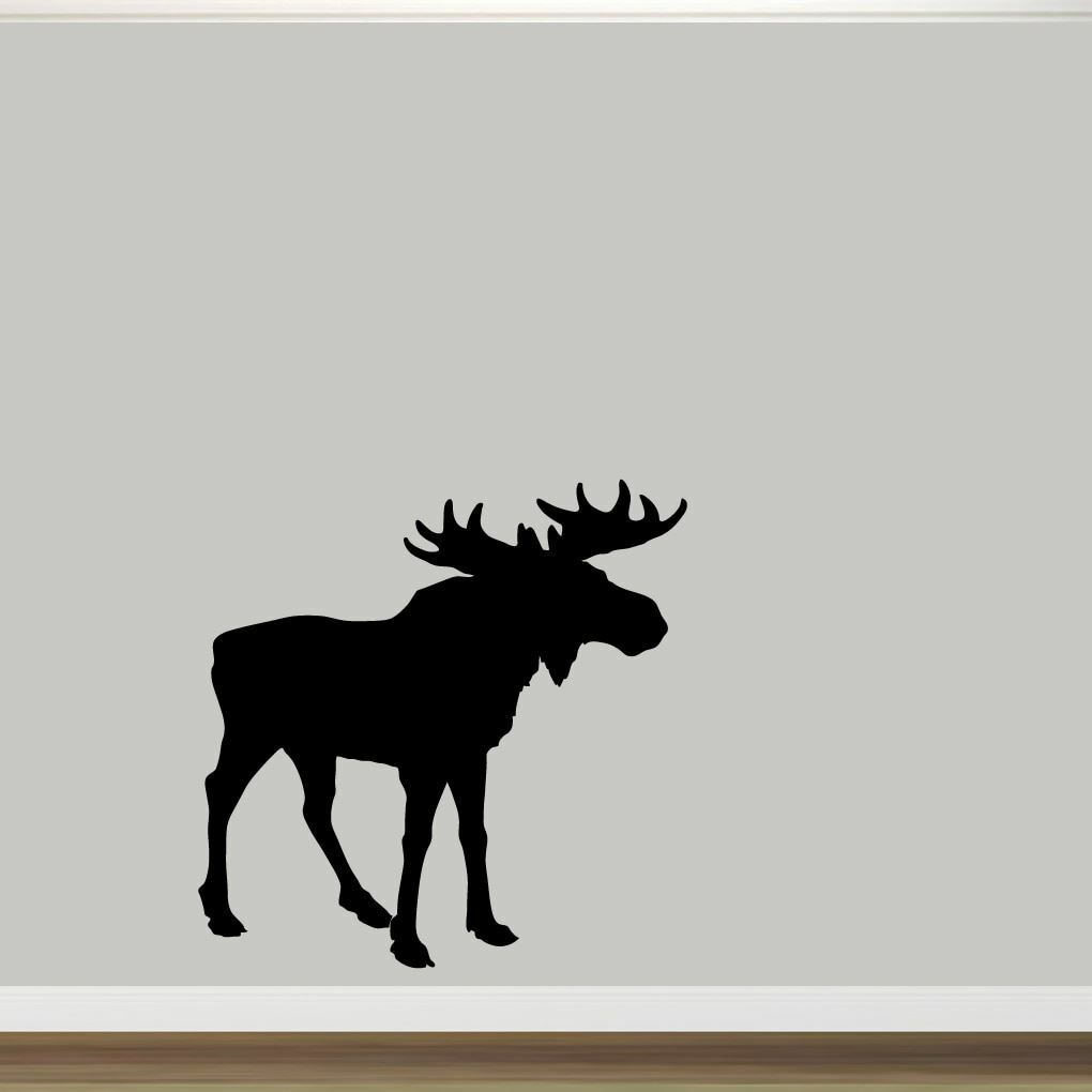 Moose Silhouette Wall Decal – Animal, Woodland, Cabin, Kids, Nursery, Man Cave