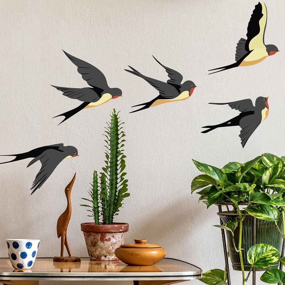 Cute Swallows Large Set Removable Wall Stickers Birds Decal Bird Premium Decor