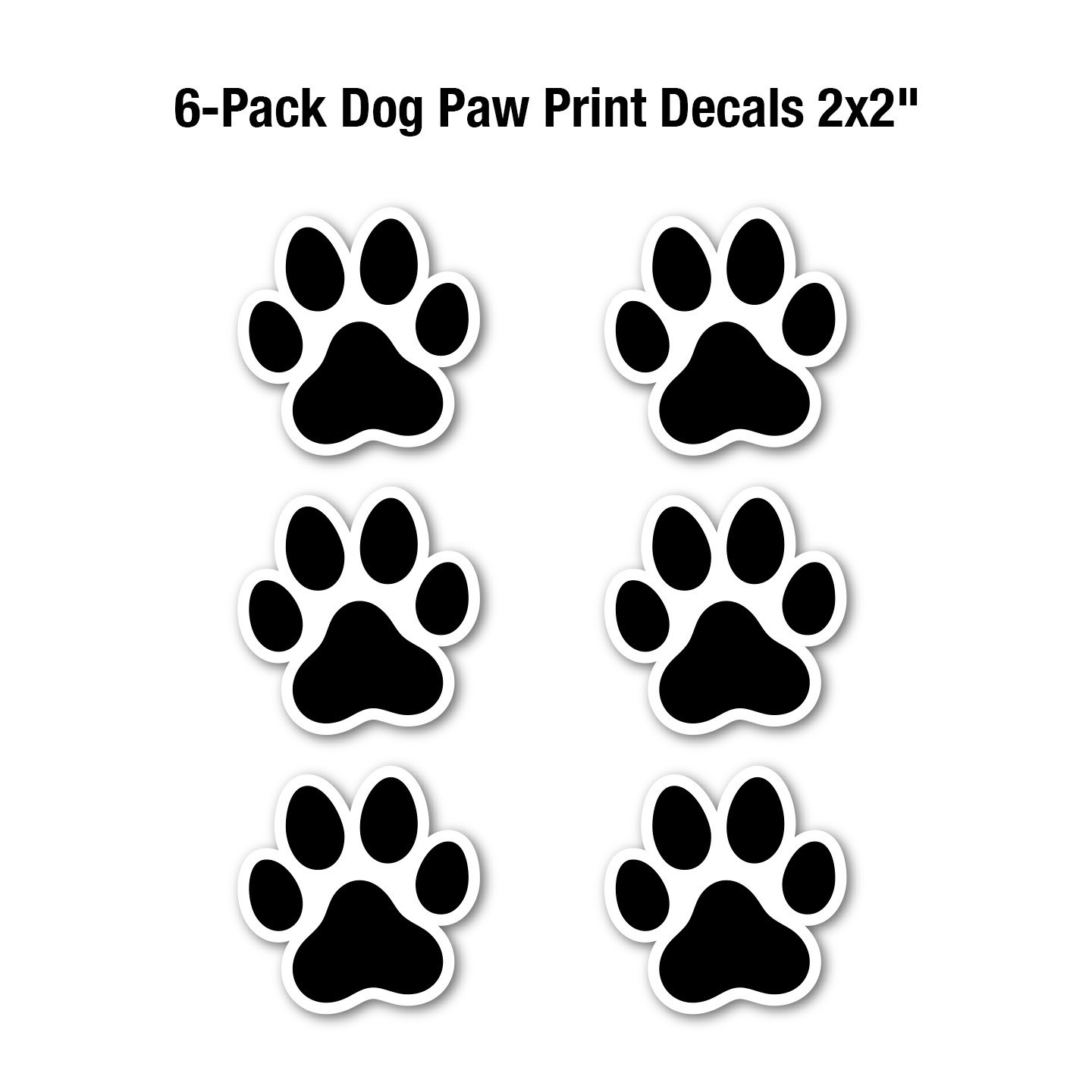 6 Pack Paw Print Stickers 2×2 Inch Dog Cat Car Laptop Vinyl Decals Waterproof