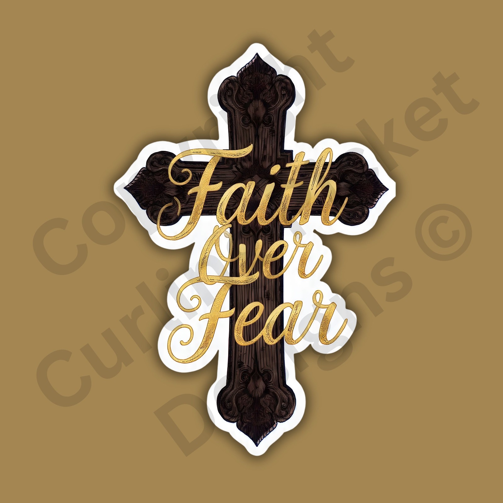 Faith Over Fear Cross 3" Sticker – Christian Religious Vinyl Decal Inspirational