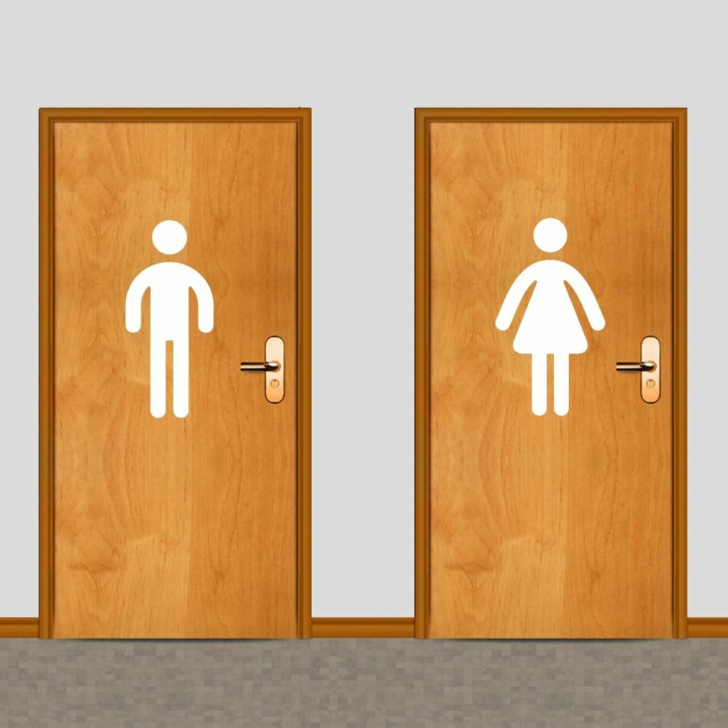Men's and Women's Restroom Wall Decal Set – Bathroom, Restroom, Signs, Label