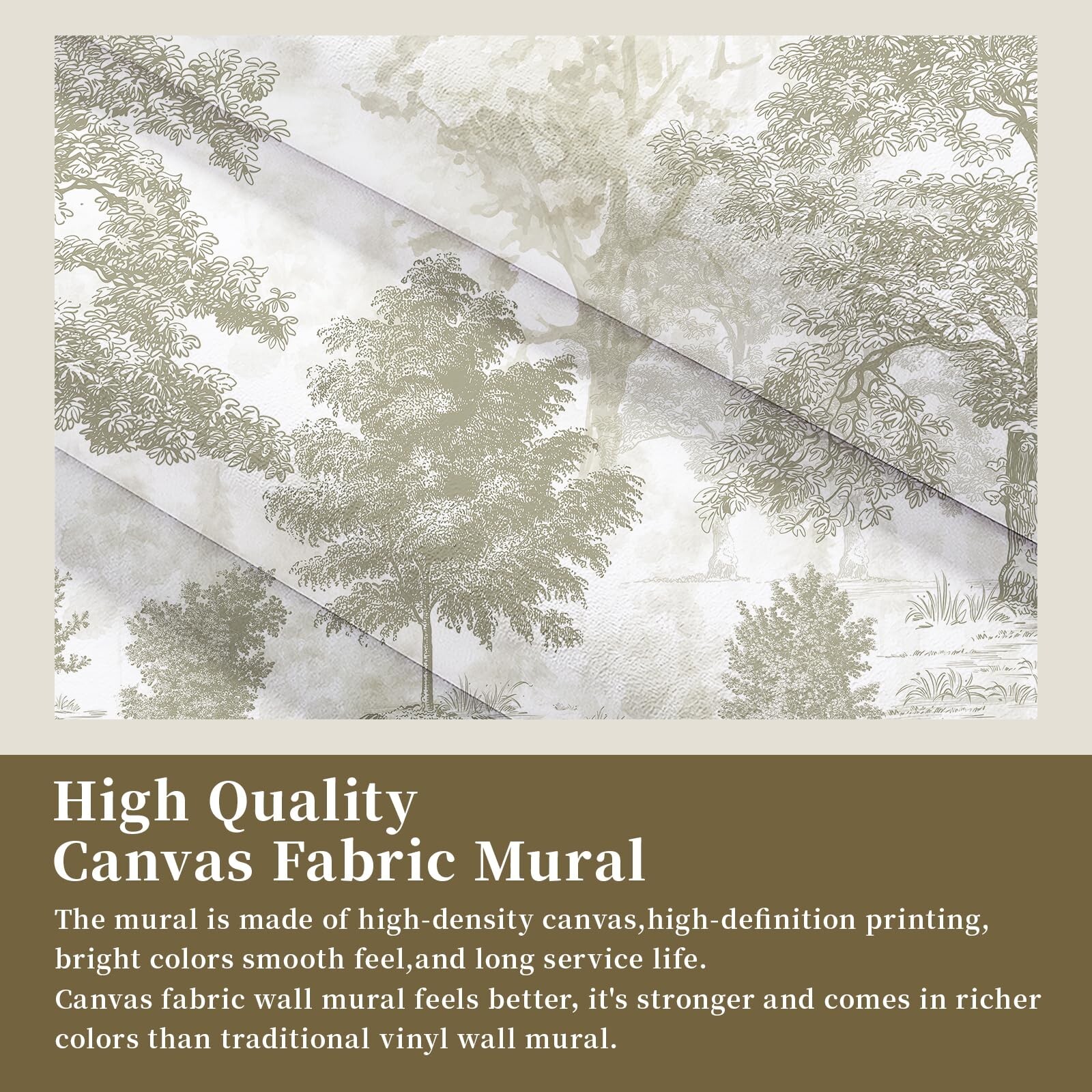 Vintage Forest Wall Mural Peel and Stick 148" W x 98" H Beige Tree Wallpaper …