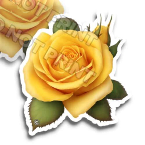 Yellow Rose – Flower Stickers Cute Golden Flowery Decals M36753 – Set of 2