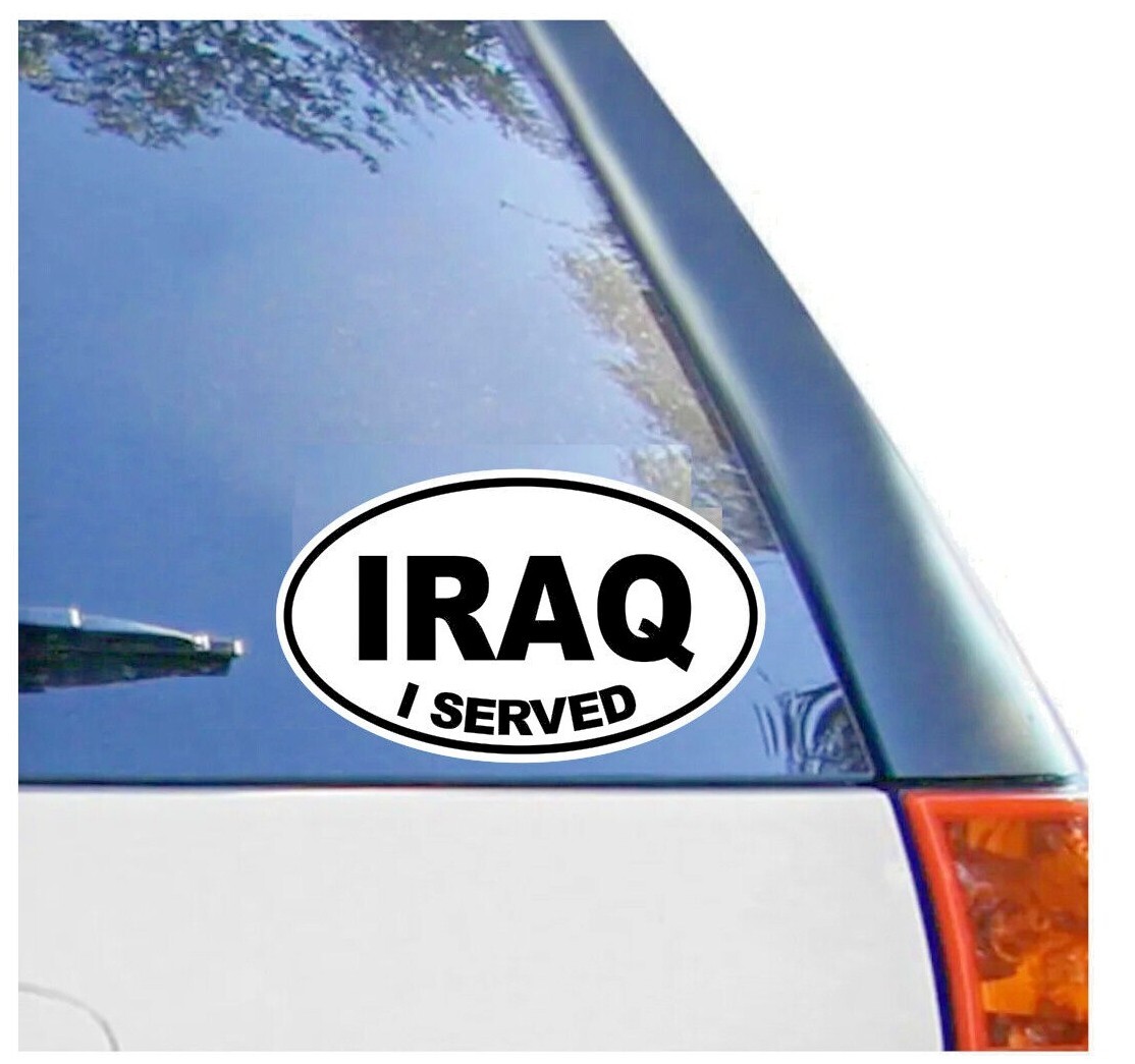 I Served Sticker Vinyl Decal Veteran War OVAL Window Decal IRAQ