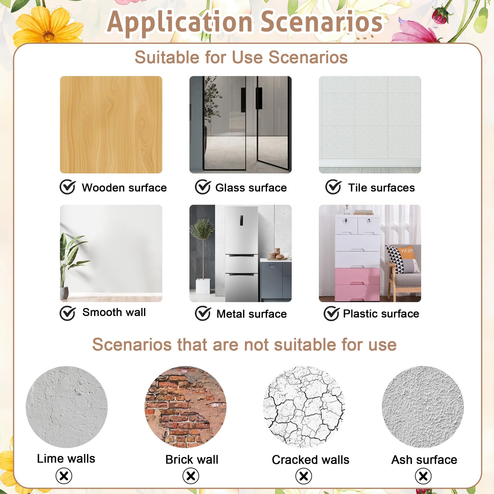 Floral Wall Decals Wildflower Wall Stickers for Bedroom Living Room Decorations