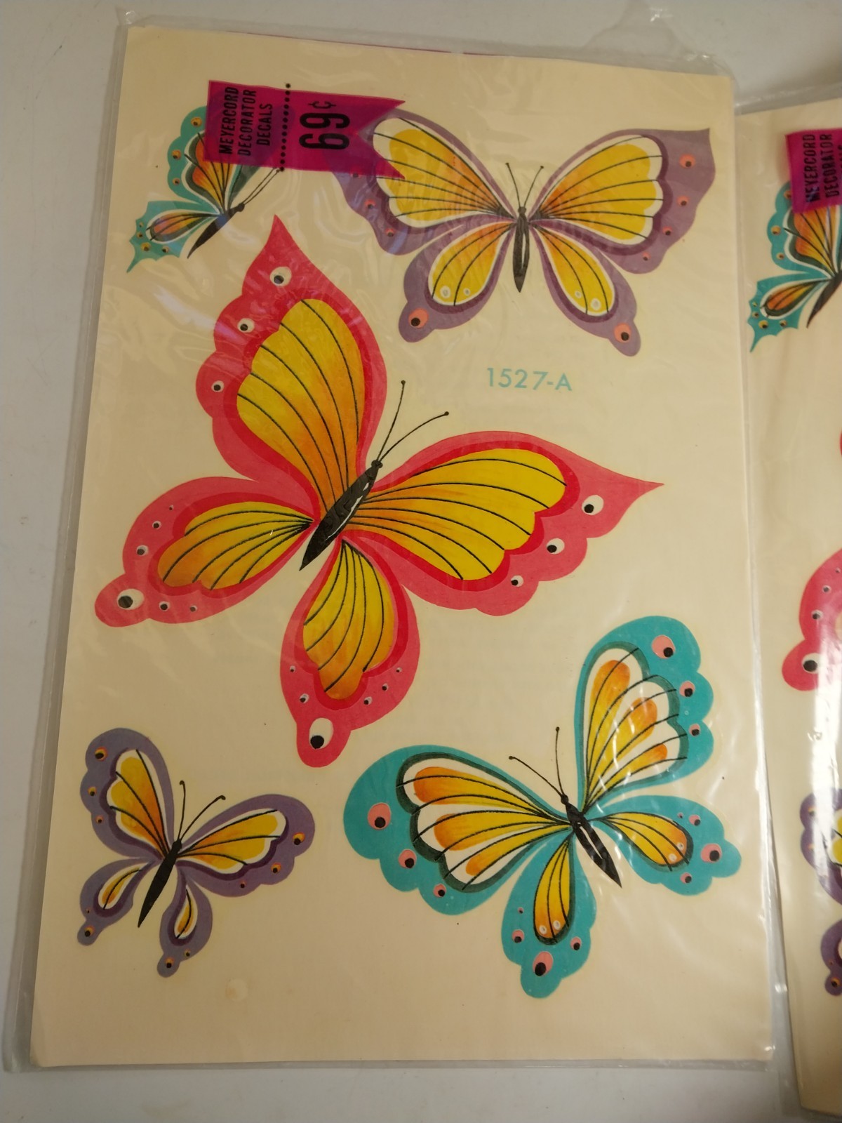 2 Vintage Meyercord Decals NIP Retro Butterfly Original 1960’s Mid Century Lot