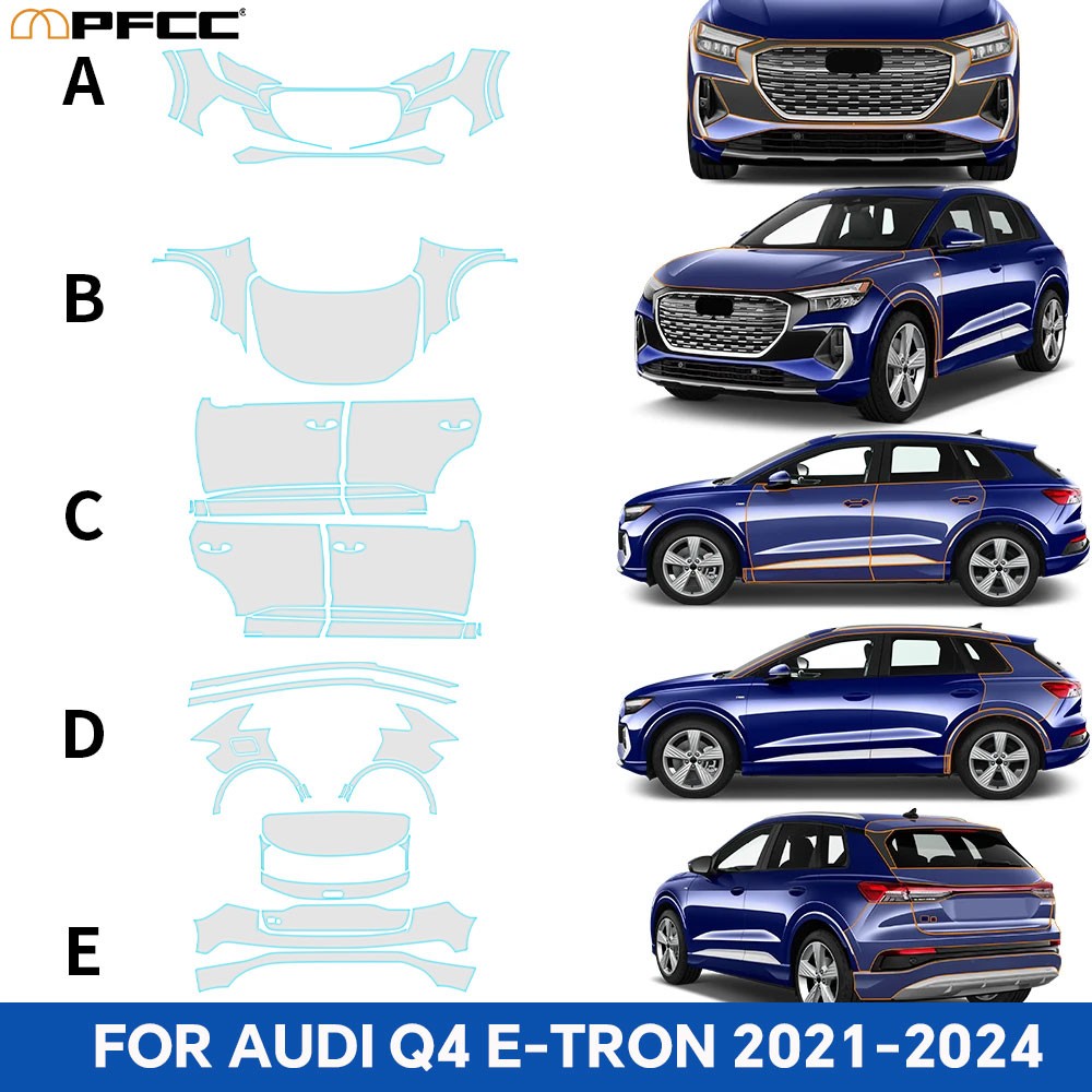 Full Car For Audi Q4 E-Tron 2021-2024 Precut Kit Paint Protection Film Clear PPF