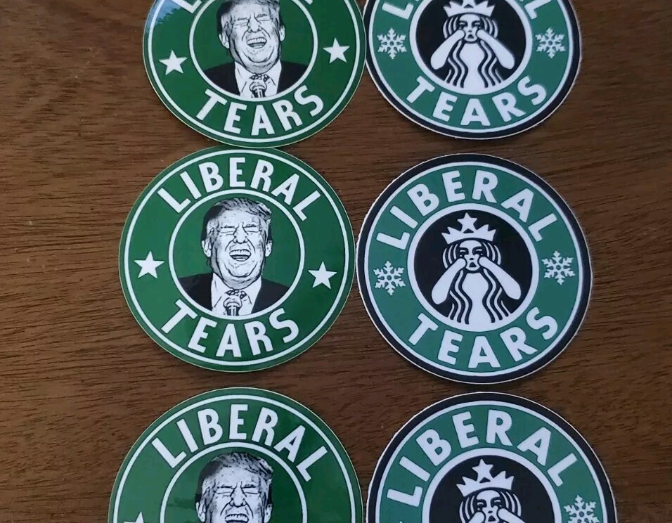 LIBERAL TEARS STICKERS 6 PACK LOT 3 inch Round DECALS Vintage Retro Star Bucks