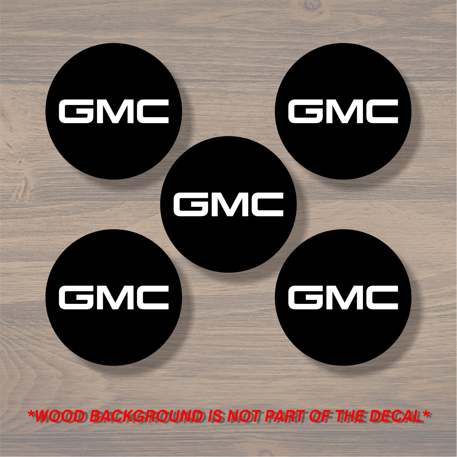 GMC Wheel Center Cap Overlay x5, Vinyl Decal Sticker
