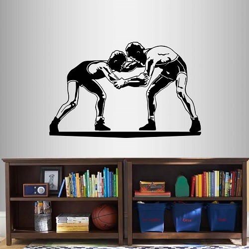 Vinyl Decal Wrestling Match Wrestlers Sportsmen Sports Boys Room Wall Decor 1402