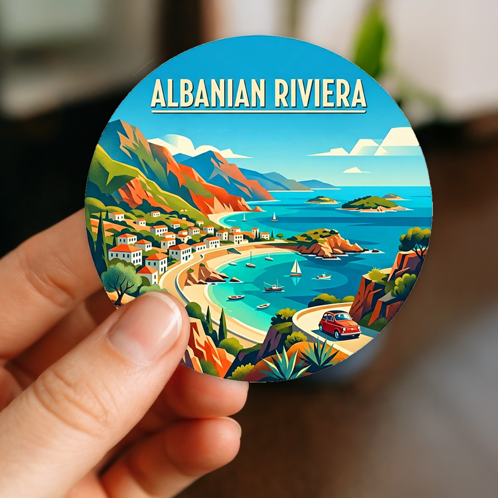 Albanian Riviera Vintage Travel Sticker Die Cut Waterproof Vinyl Laptop Decal