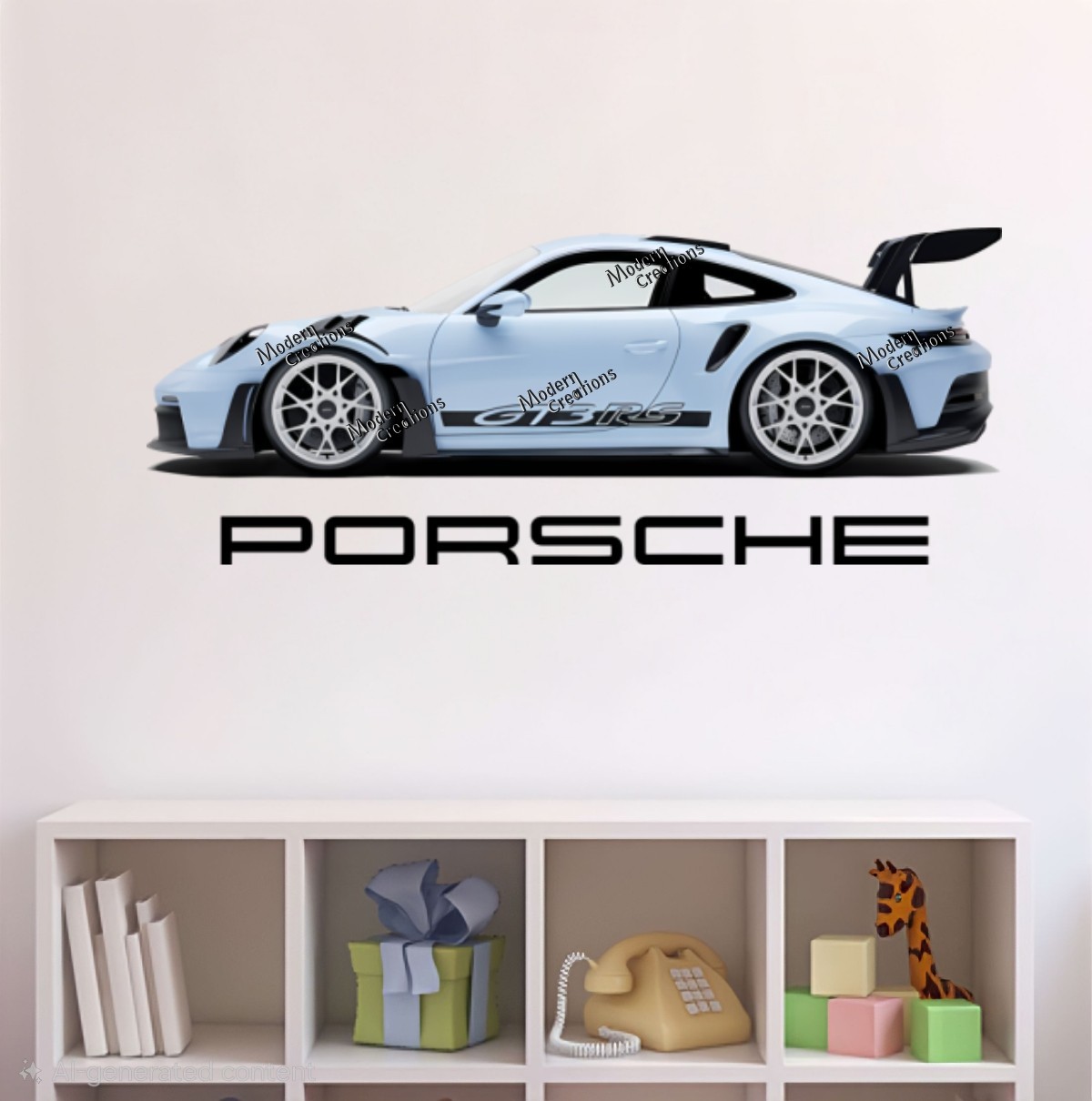 Porsche Sports Car Wall Stickers Room Decor Vinyl Decal Mural Home Art DIY