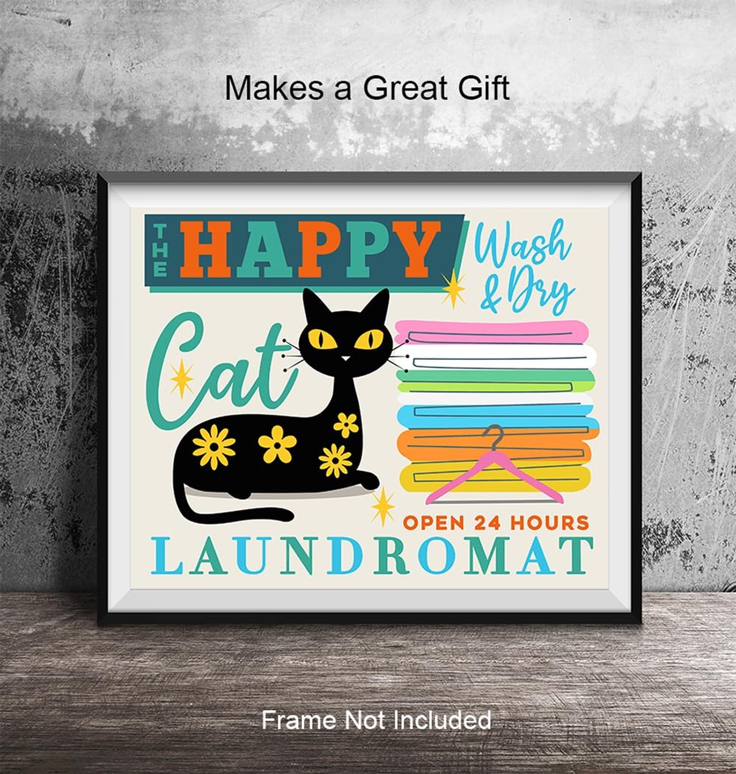 Mid Century Laundry room Decorations – Laundry room Wall Decor, Cute Cat Wall…