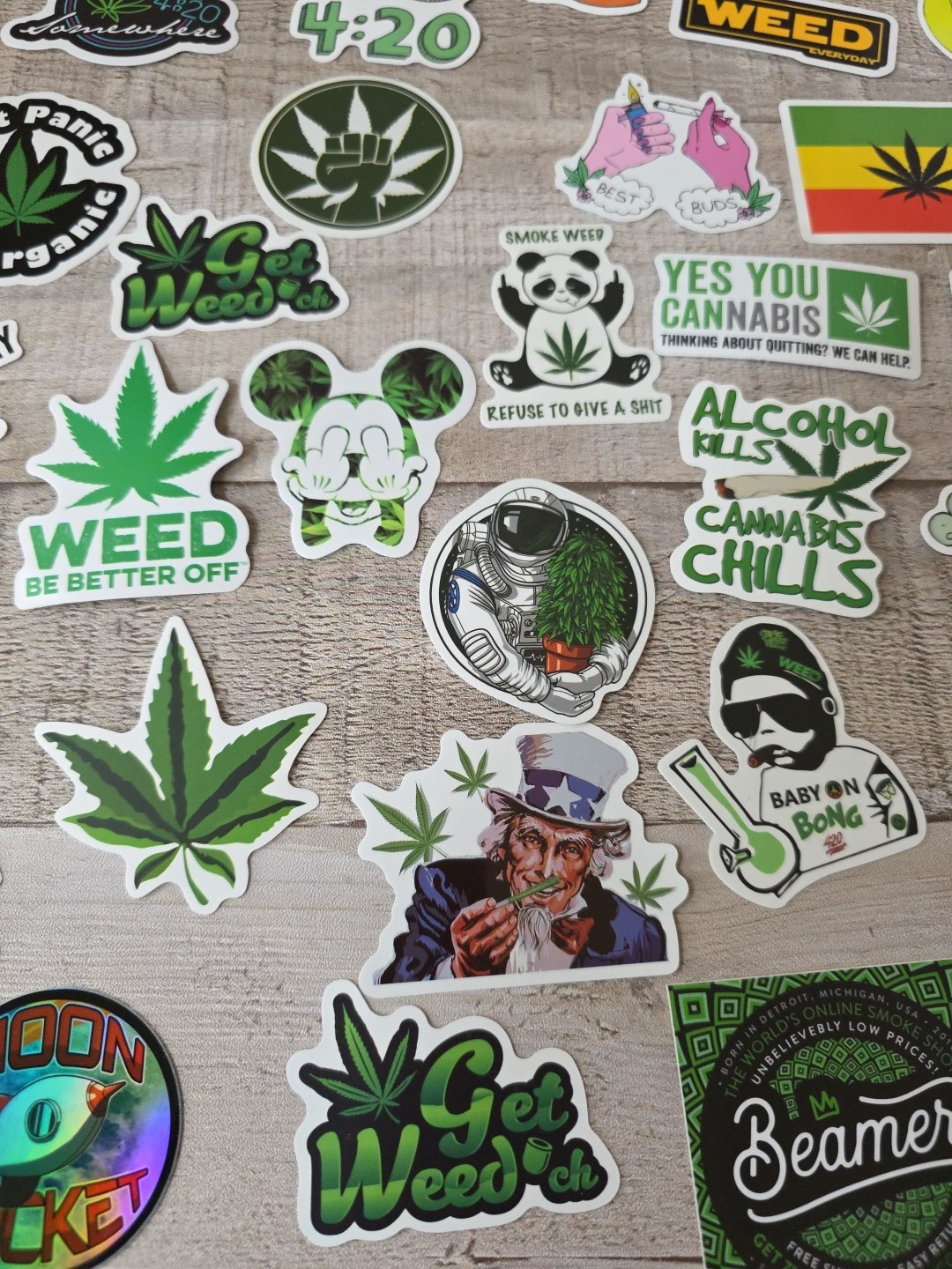 (65) Marijuana Theme Stickers Decals Cannabis Weed Humor