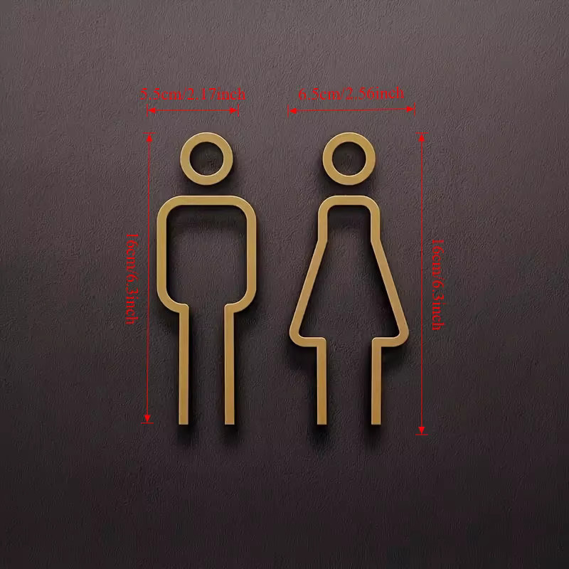 Funny Bathroom Signs for Men Women 2D Flat Restroom Door Decor, Wall Sticker
