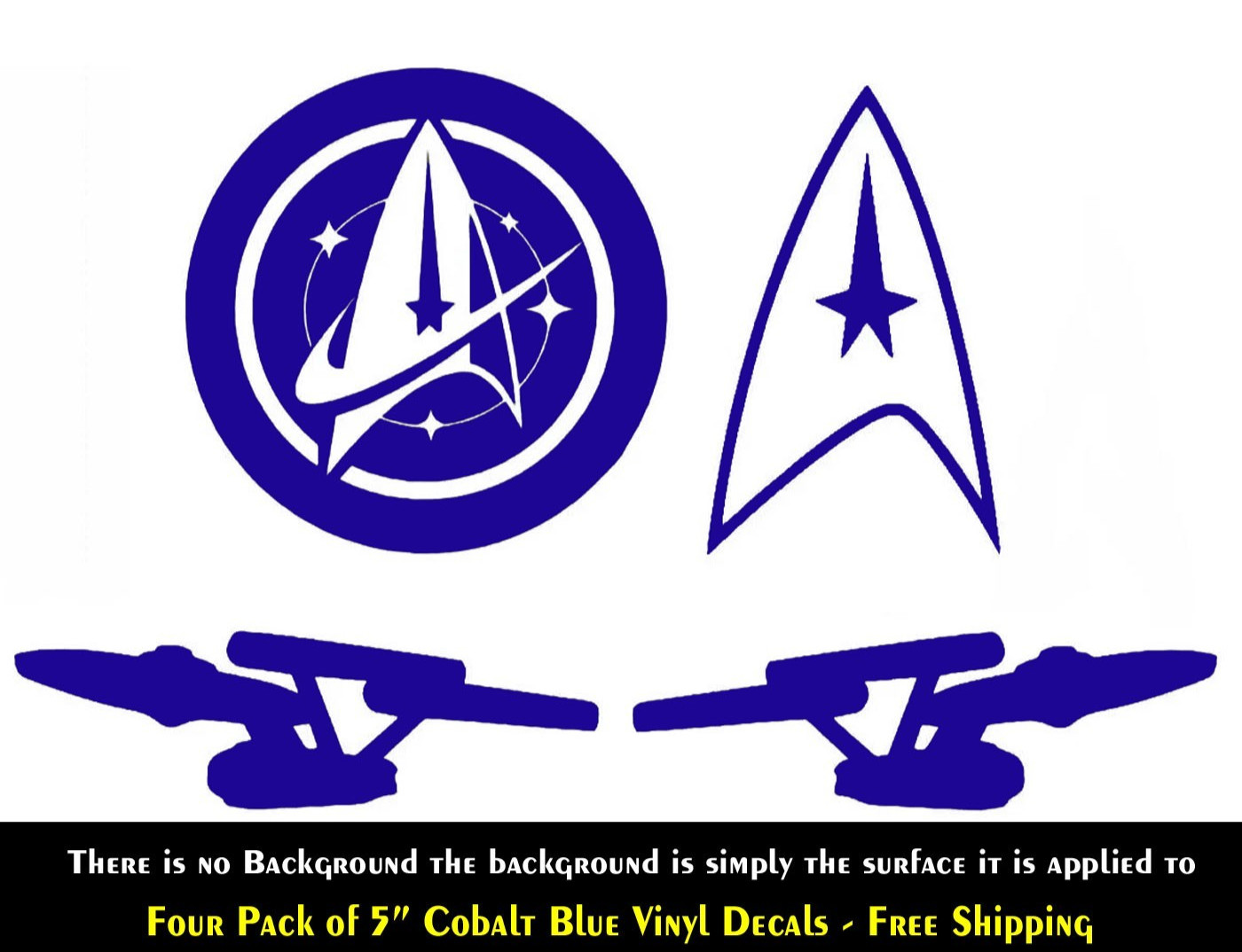 Starfleet Command Star Trek 4 Pack of 4" Blue Vinyl Decals Car Tablet Window