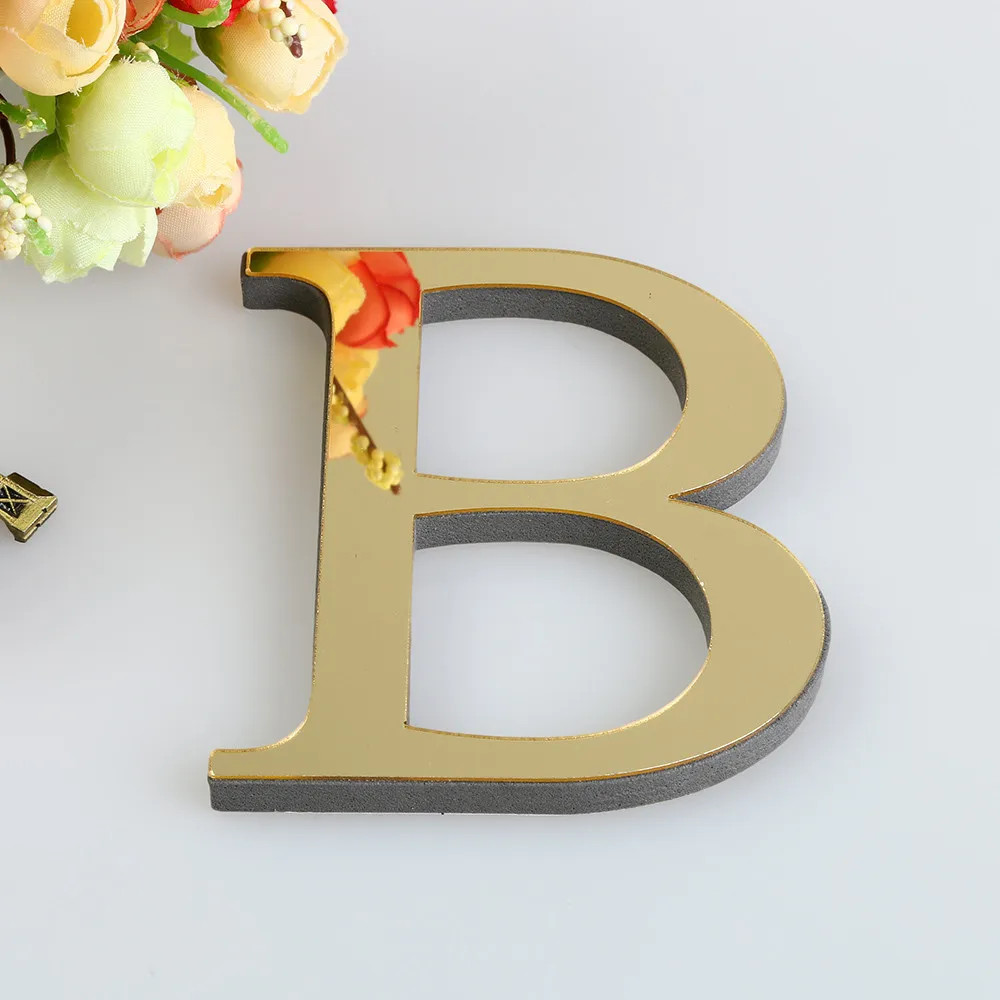 10CM 3D Mirror 26 Letters DIY Acrylic Wall Stickers for Logo Name Alphabet Weddi