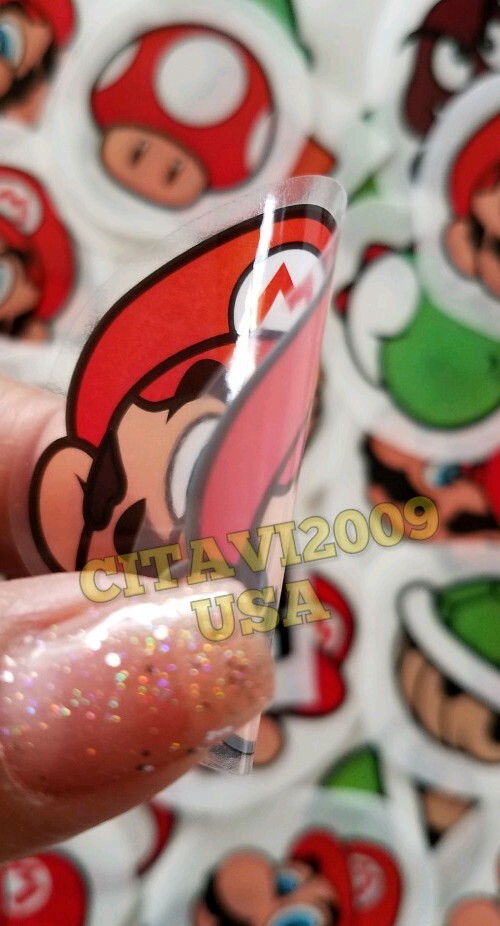 SUPER MARIO BROS TRANSLUCENT STICKERS SET OF 12 PARTY FAVOR DECAL DECORATION