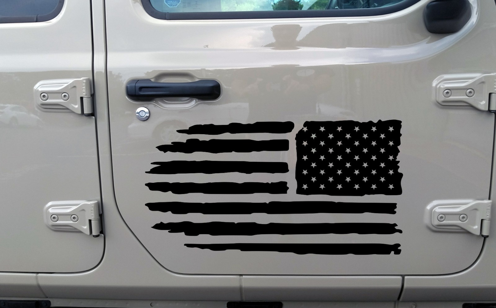 Pair American Flag Vinyl Decals – Matte Black Stickers Custom Sizes for Vehicles