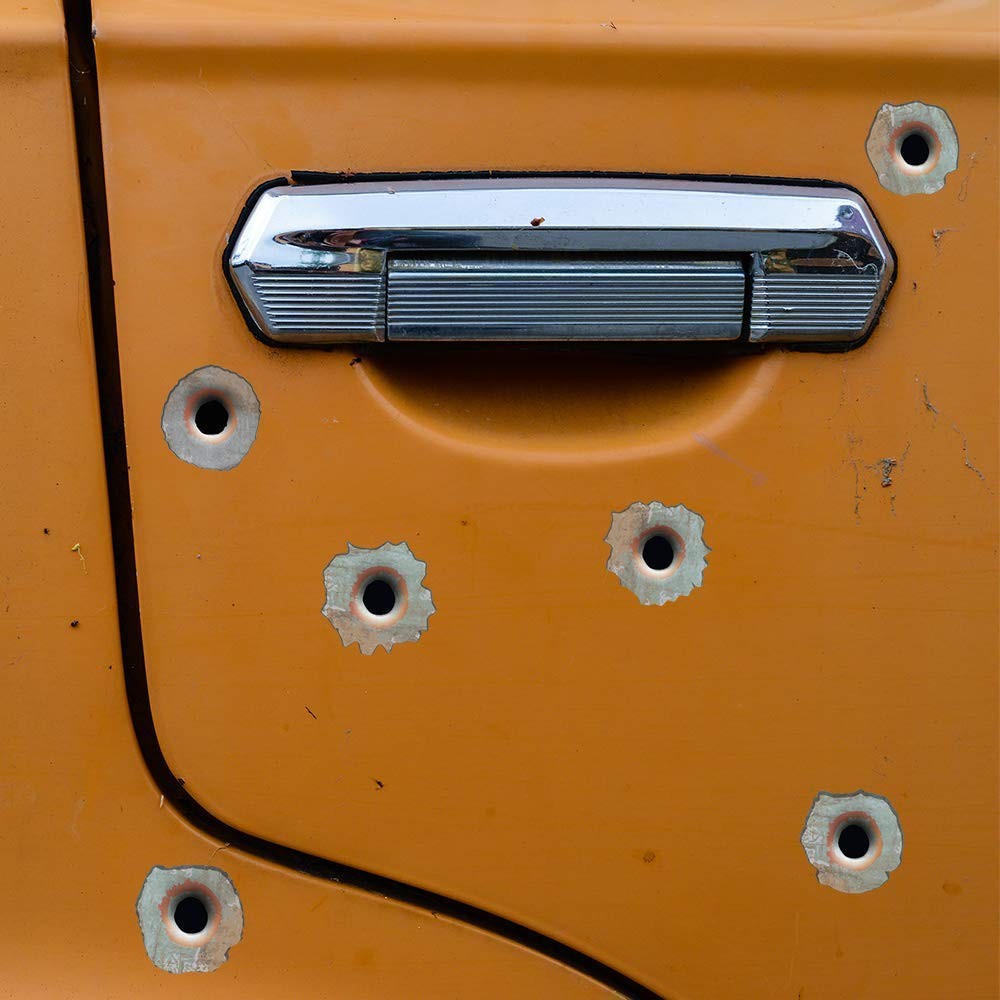 Bullet Hole Stickers 3D Vinyl Decals – Large Caliber Rusty Look 1.5" (6 pcs)