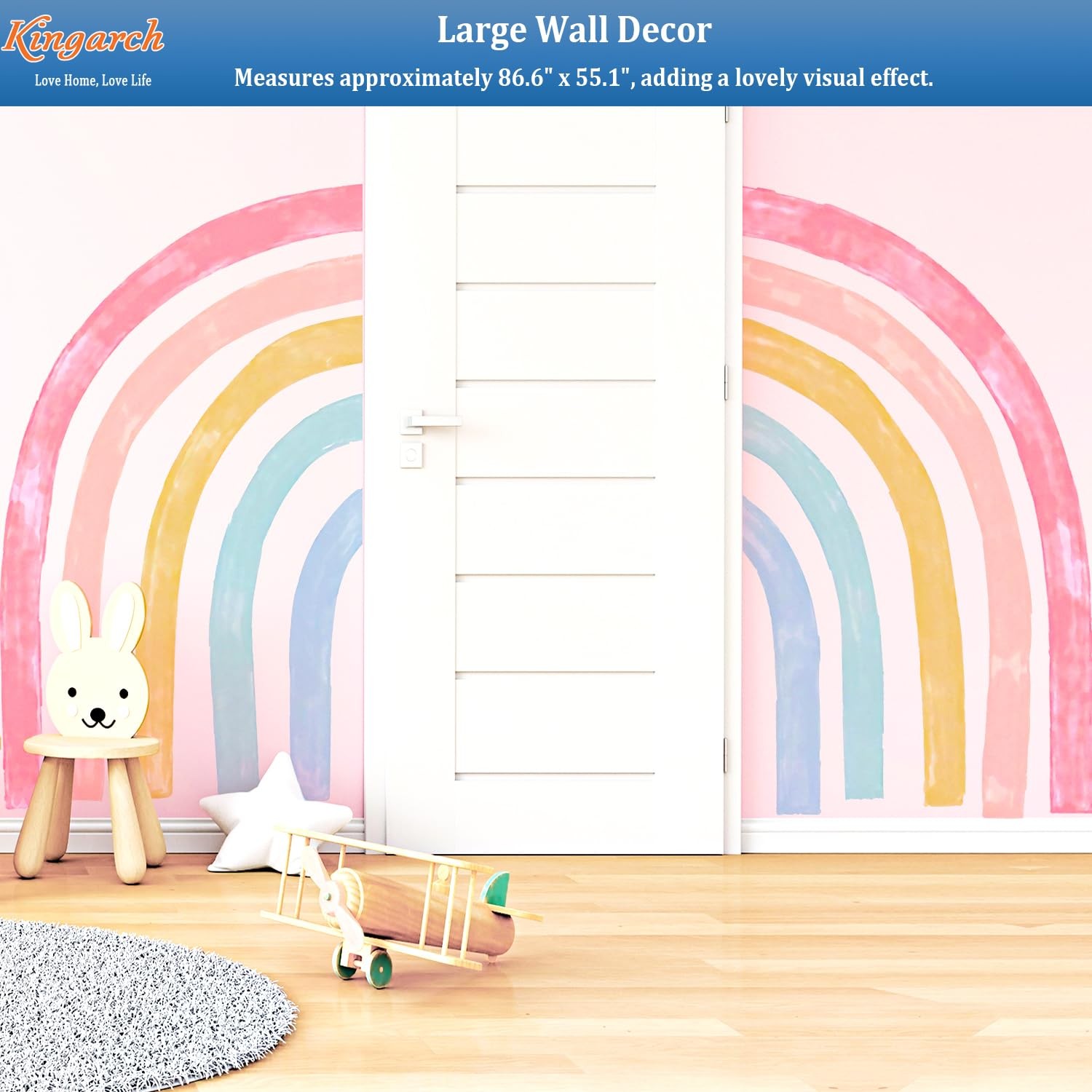 Large Rainbow Wall Decals, Colorful Peel and Stick Fabric Nursery Wall Decor,…