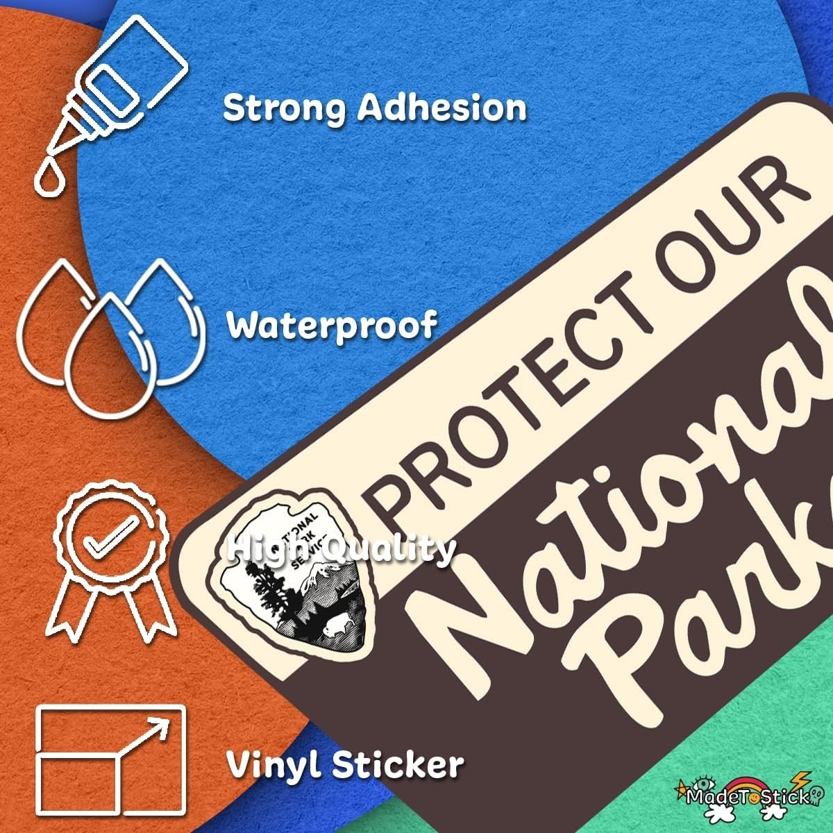Protect Our National Parks Vintage Hiking Camping Vinyl Decal Sticker 1.9"x3.2"