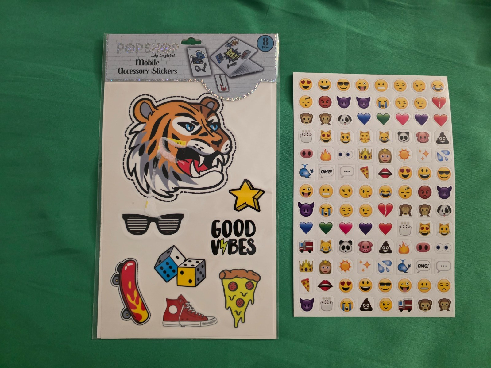 Pop Shop Mobile Accessory Stickers Tiger Pizza 8pc +Extra New Gift Pop Culture A