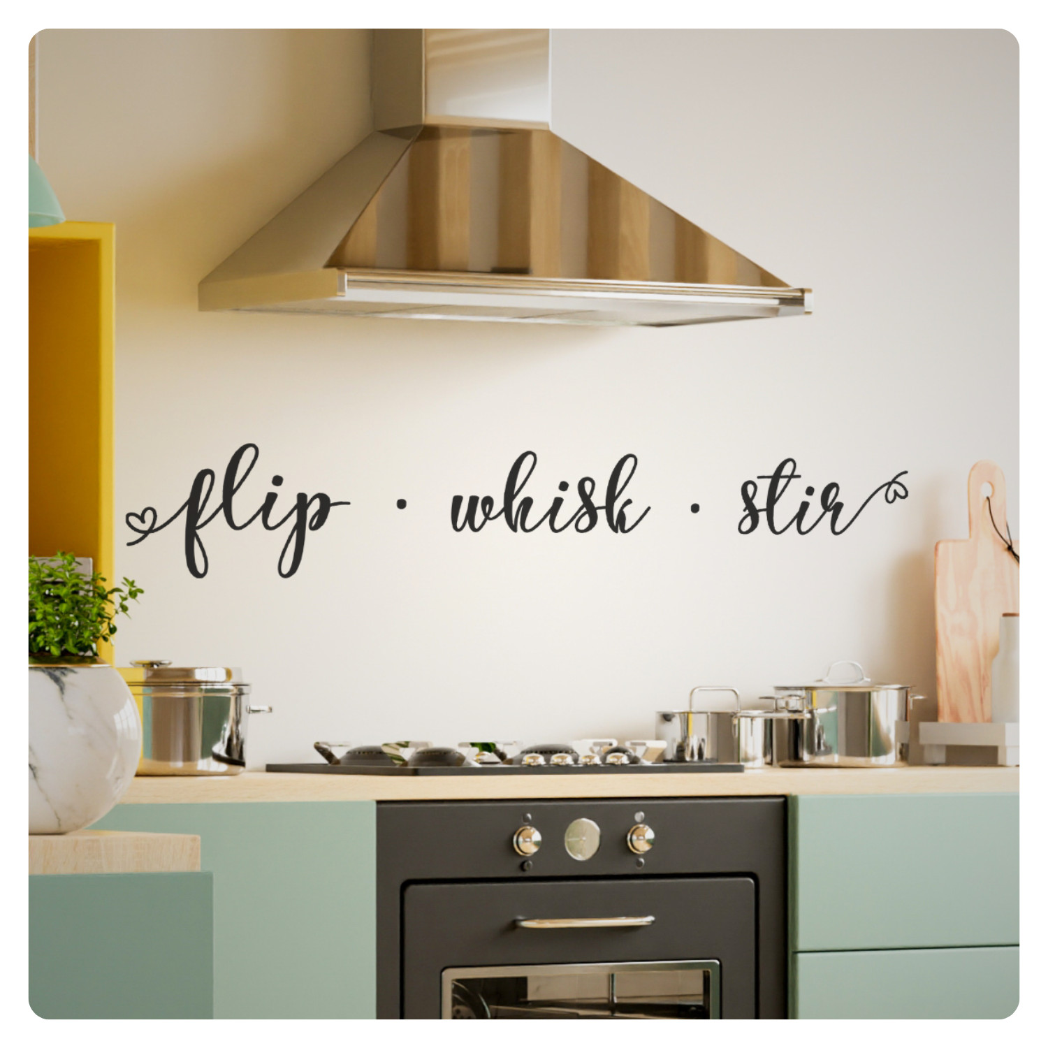 Flip Whisk Stir Family Kitchen Wall Decal Sticker Quote Home Vinyl Decor