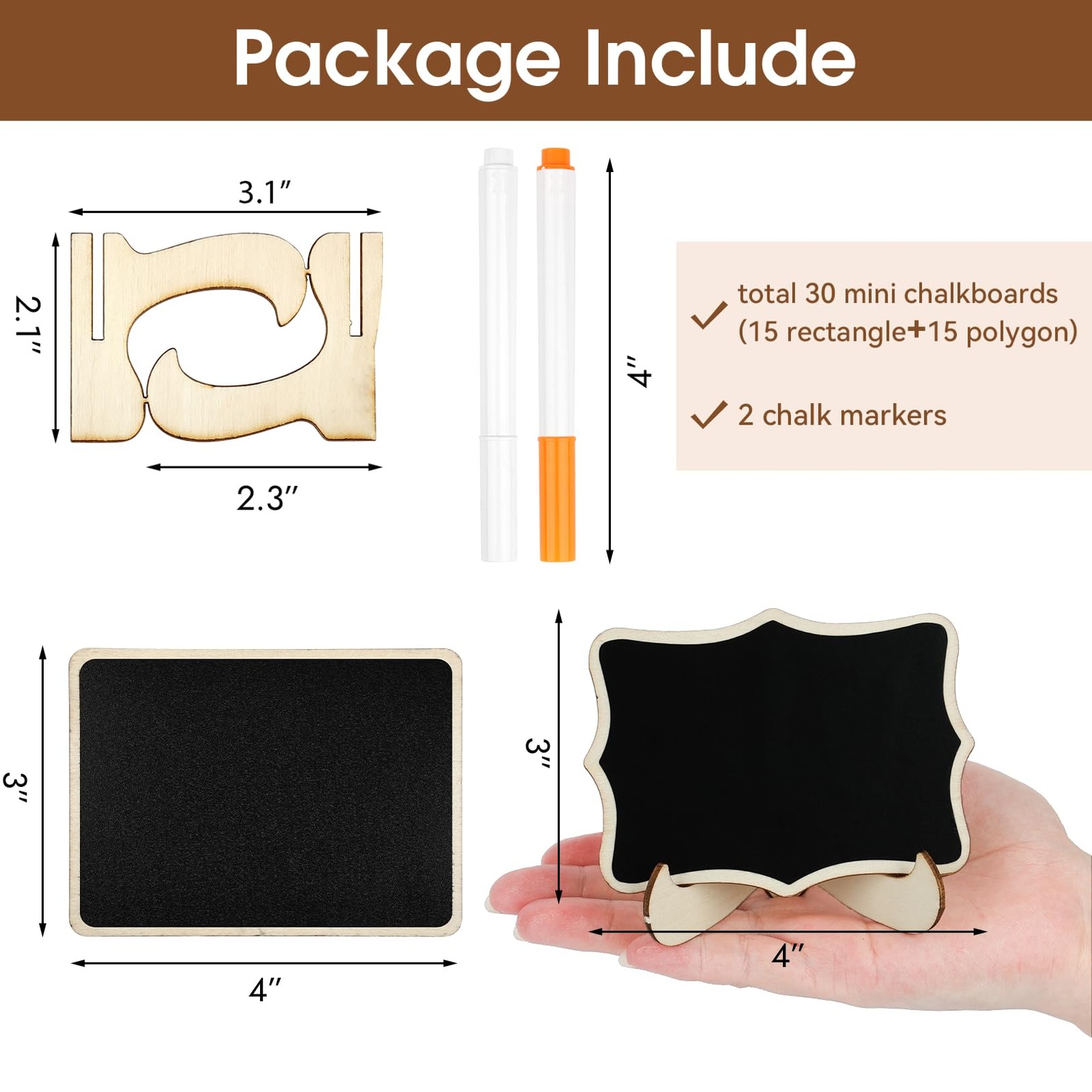 30 Pack Mini Chalkboard Signs, Food Labels for Party Buffet, Black, Wedding