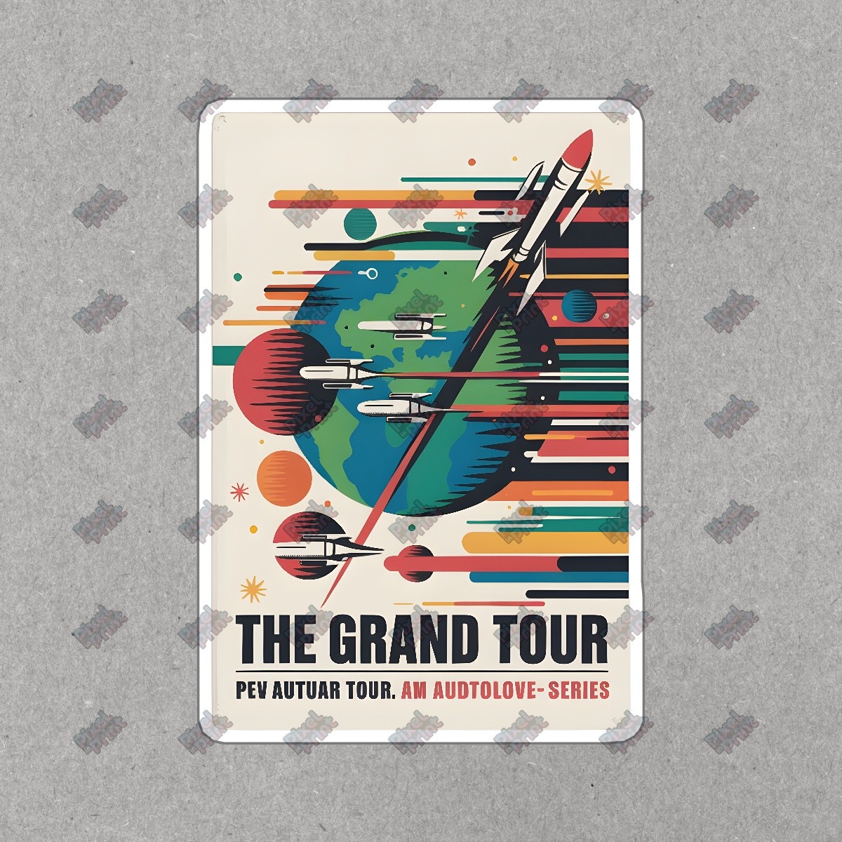 Retro Space Adventure Sign The Grand Tour Mid Century Modern Art #8372