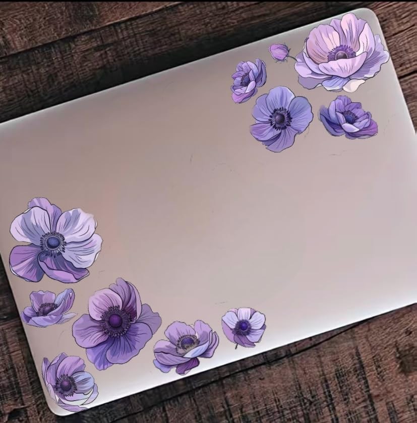 Anemone Purple Flowers Set for Car Decal Waterproof Vinyl Peel and Stick, Ane…