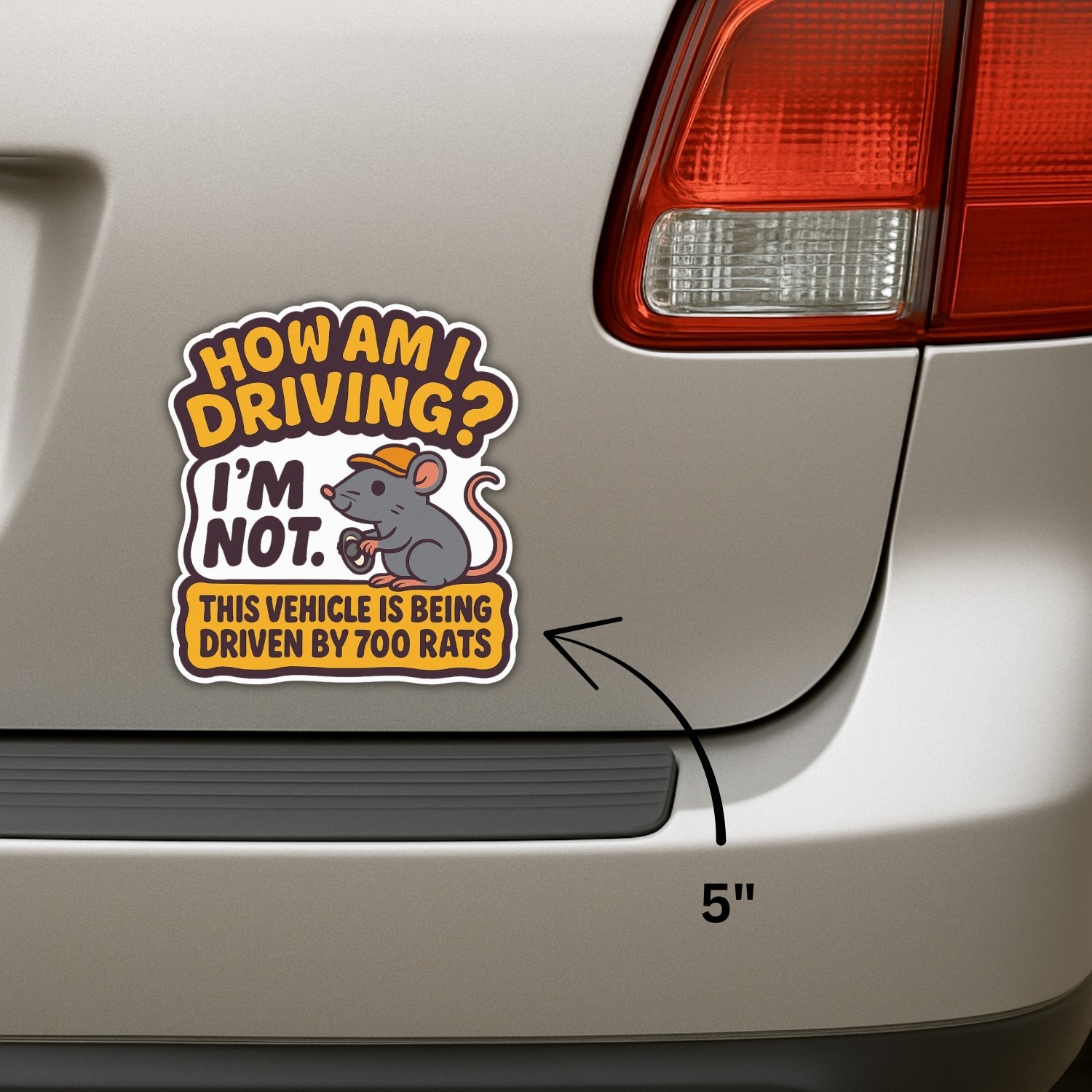 4pcs Funny Rat Driving Stickers – How Am I Driving Car Vinyl Decals