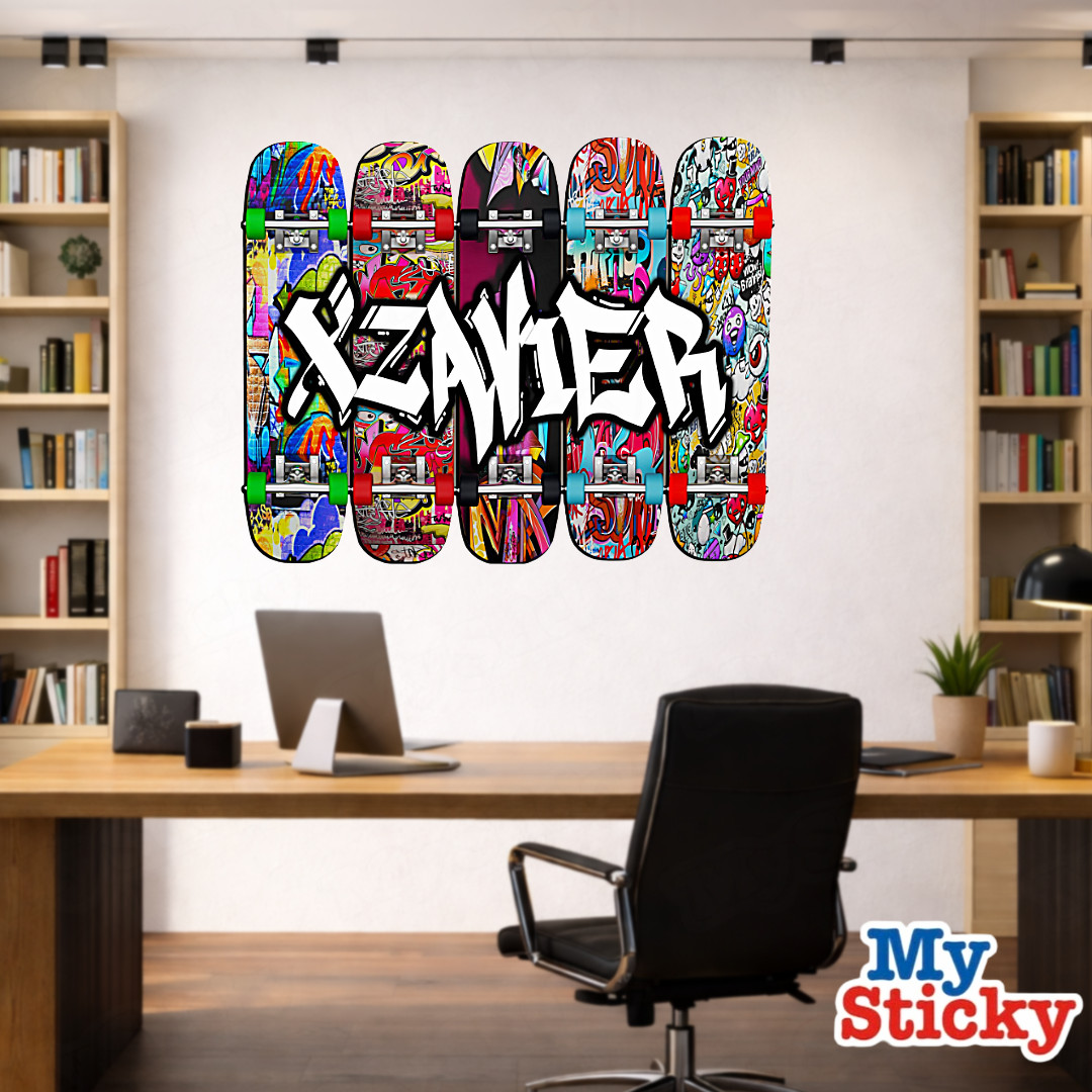 MySticky™ Custom Name Full Color Graffiti Skateboard Wall Art Decal Vinyl Decor