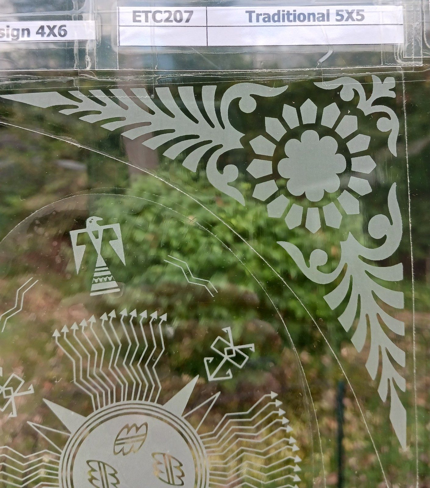 TRADITIONAL Etched (Clear Back) Look Cling 5"X5" Corners Removable& Reusable 207
