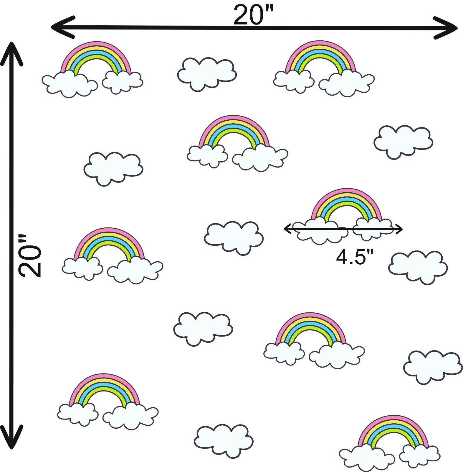 Home Bedroom Nursery Room Art Rainbow Clouds Decoration Vinyl Wall Decal Sheet