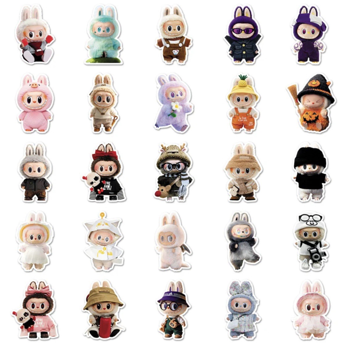 50pc LABUB Vinyl Stickers Cute Monsters Waterproof Vinyl Decals