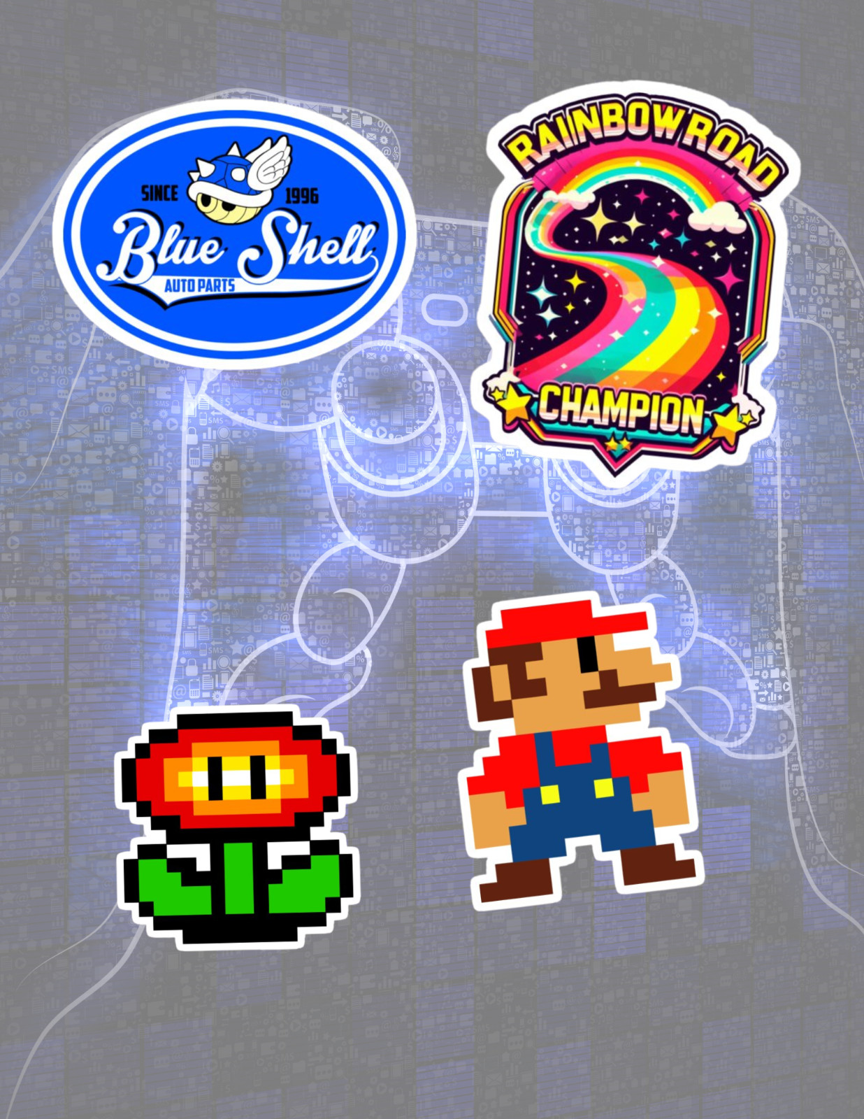 Mario Video Game 4pc Sticker Pack