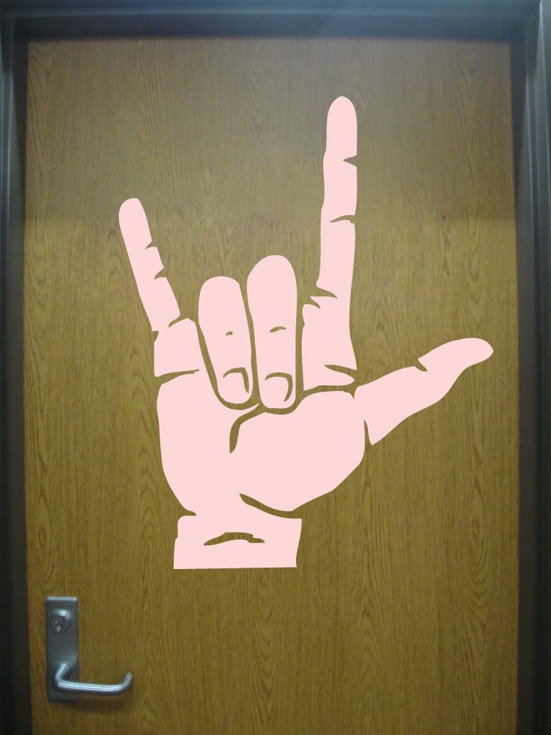 Sign Language I Love You Vinyl Wall Sticker Decal 42 in h x 36 in w
