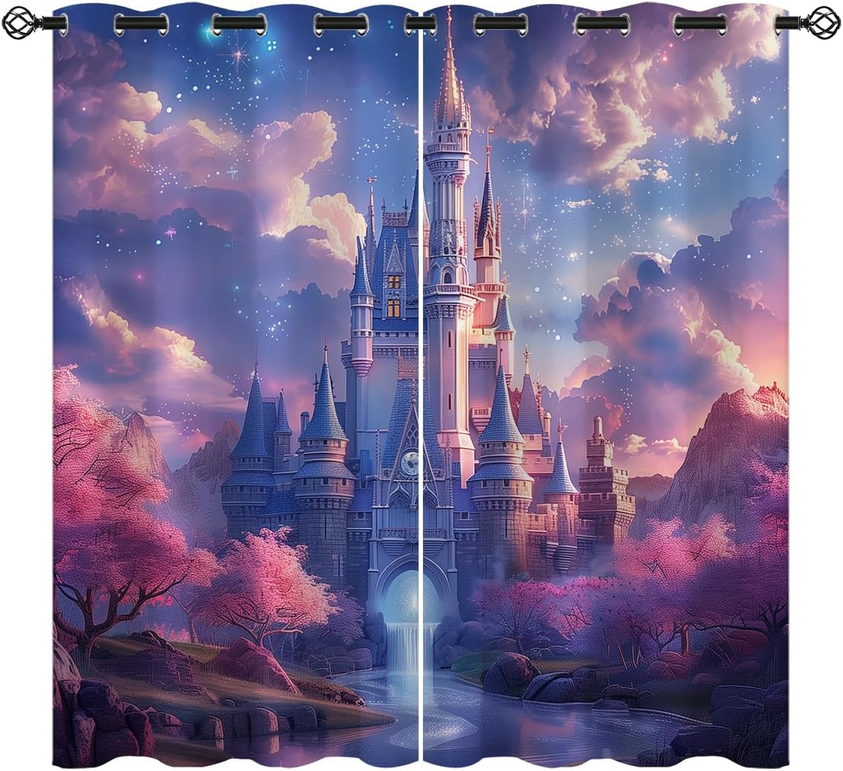 Magic Castle Blackout Curtains for Girls Boy Home Decor, Castle Fairy Tale Worl